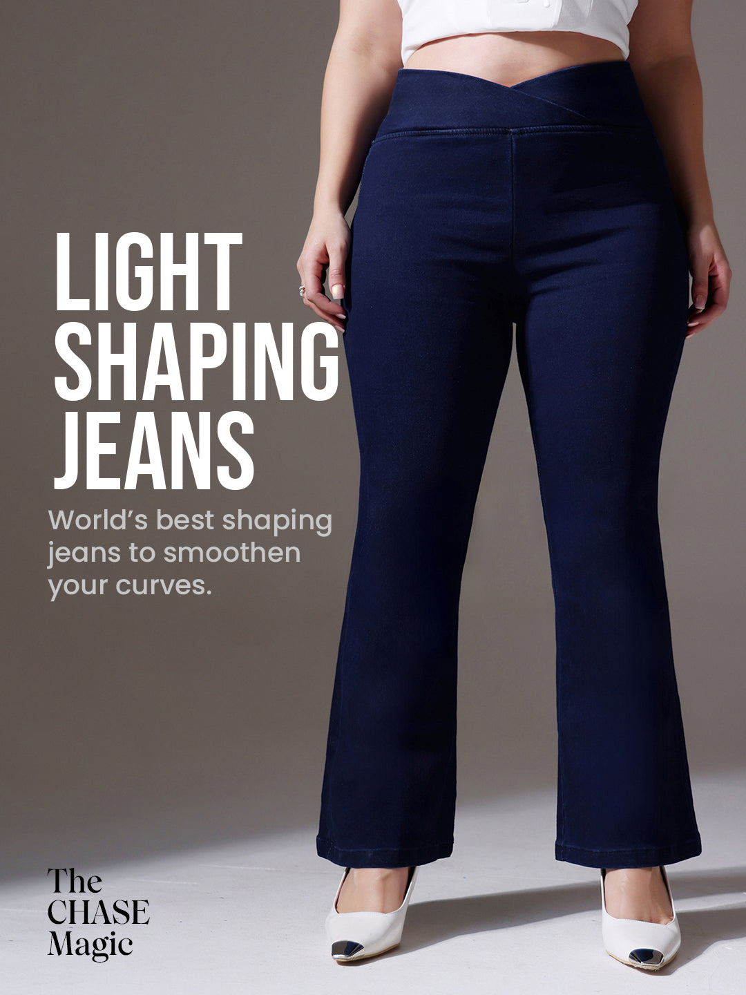 CHASEshape™ Light-Shaping Pull-Up Bootcut High-Rise Navy Blue Jeans