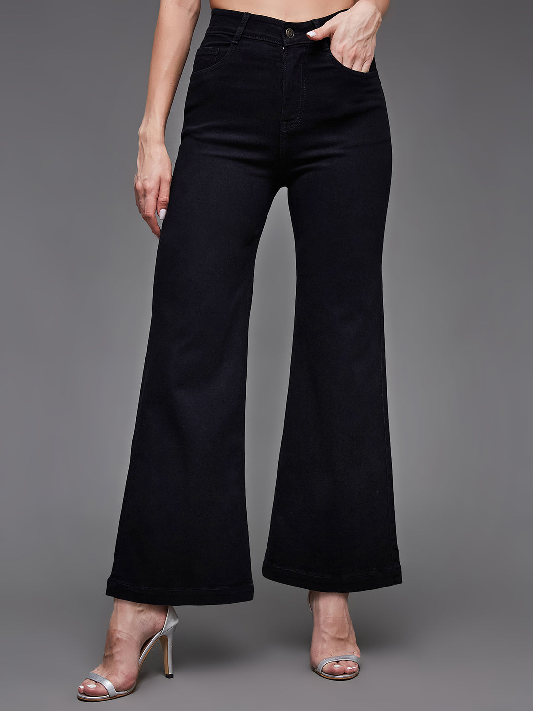 CHASEstretch™ Women's Black Wide Leg High Rise Stretchable Denim Jeans