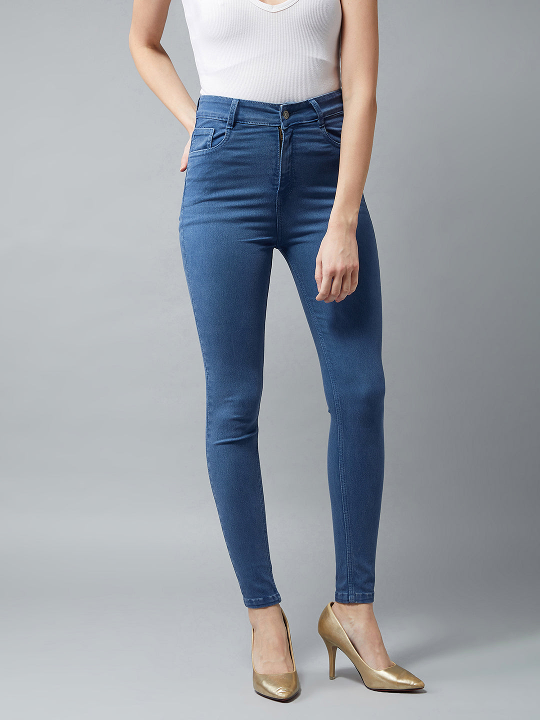 Women's Blue Skinny High Rise Stretchable Denim Jeans