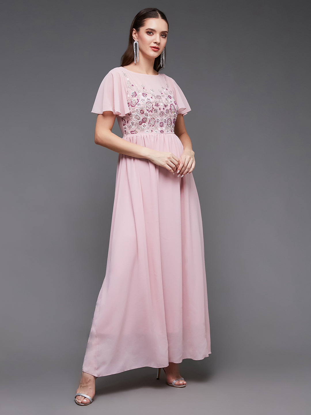 Blush pink embellished clearance dress