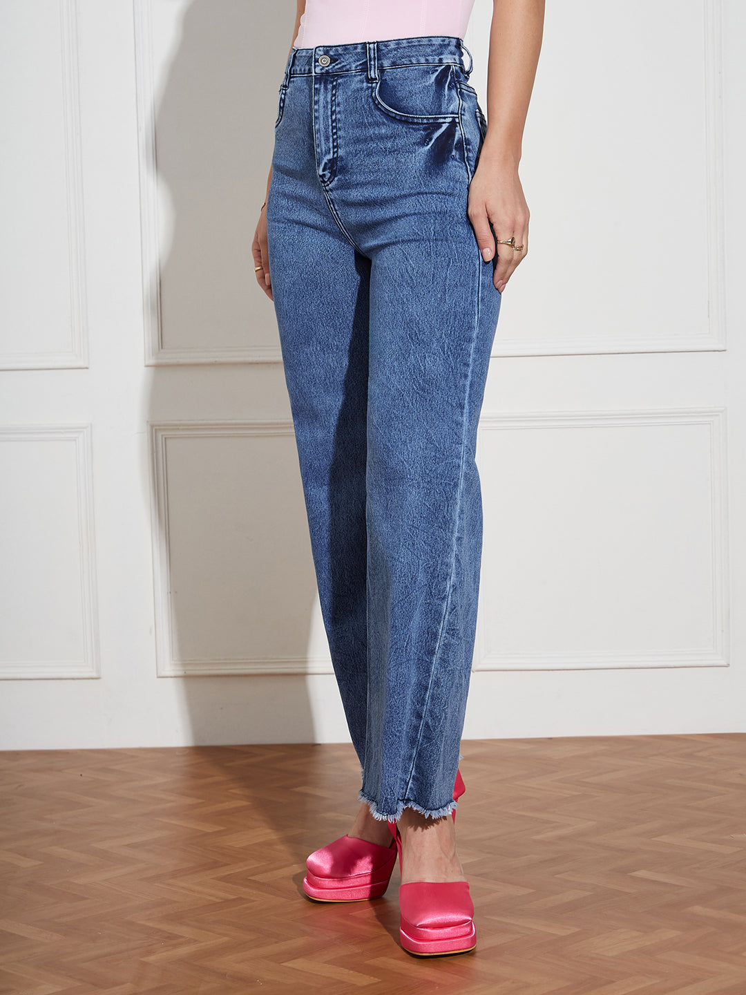 CHASEstretch™ Women's Navy-Blue Wide Leg High-Rise Denim Jeans