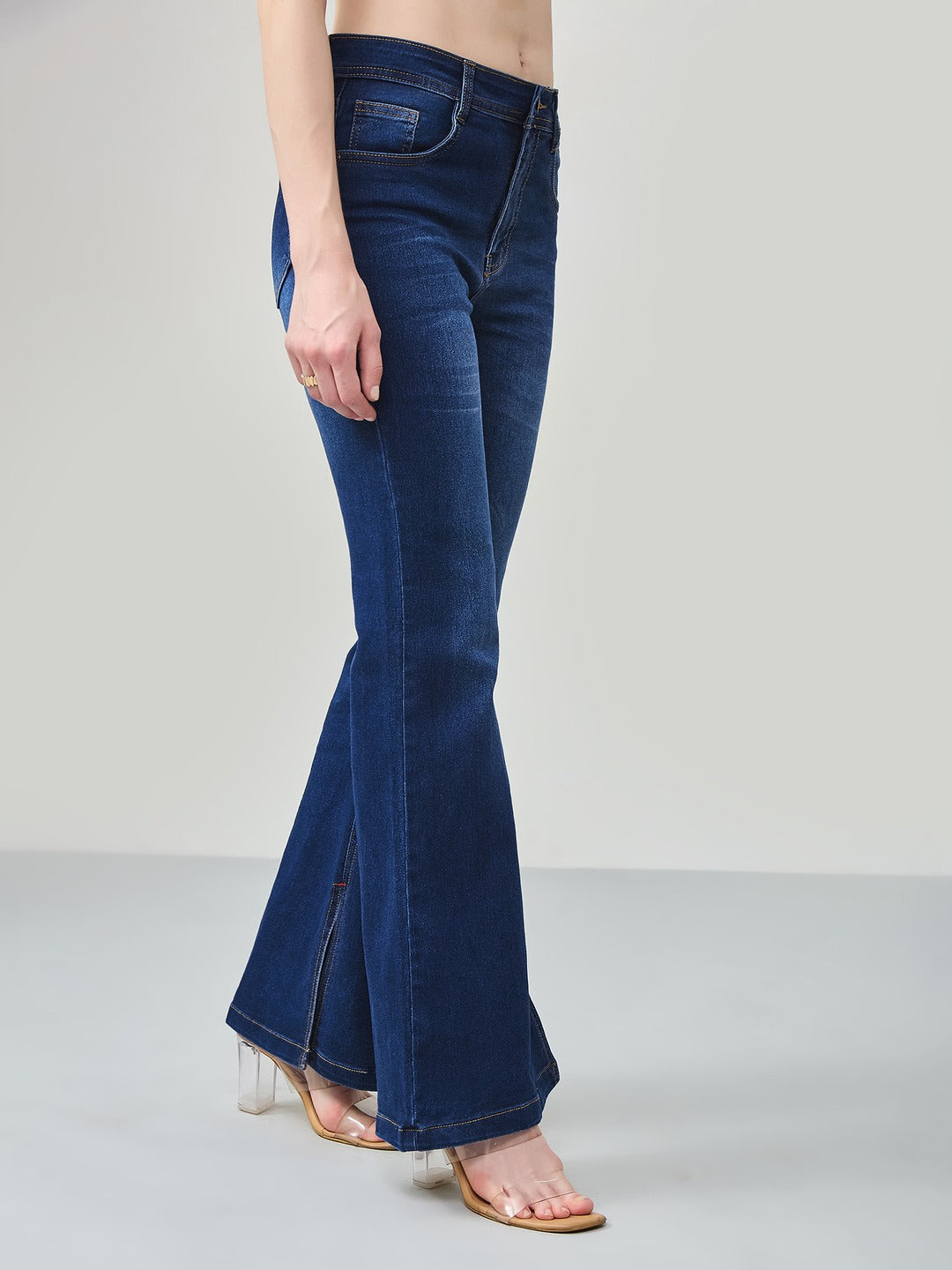 Blue Bootcut Mid Rise Denim Stretchable Jeans for Women