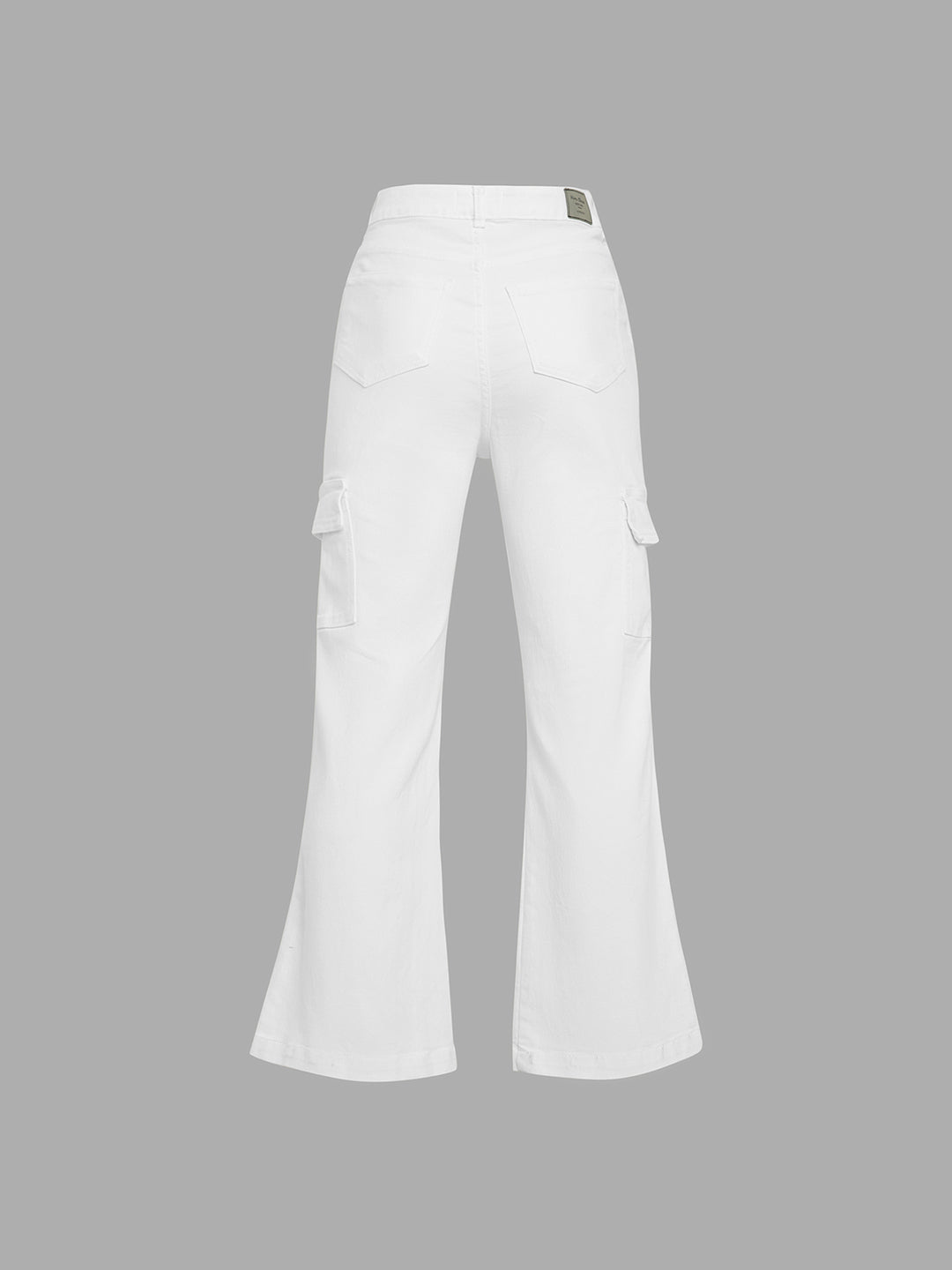 Women's White Wide-Leg High-Rise Clean-Look Regular-Length Stretchable Denim Jeans