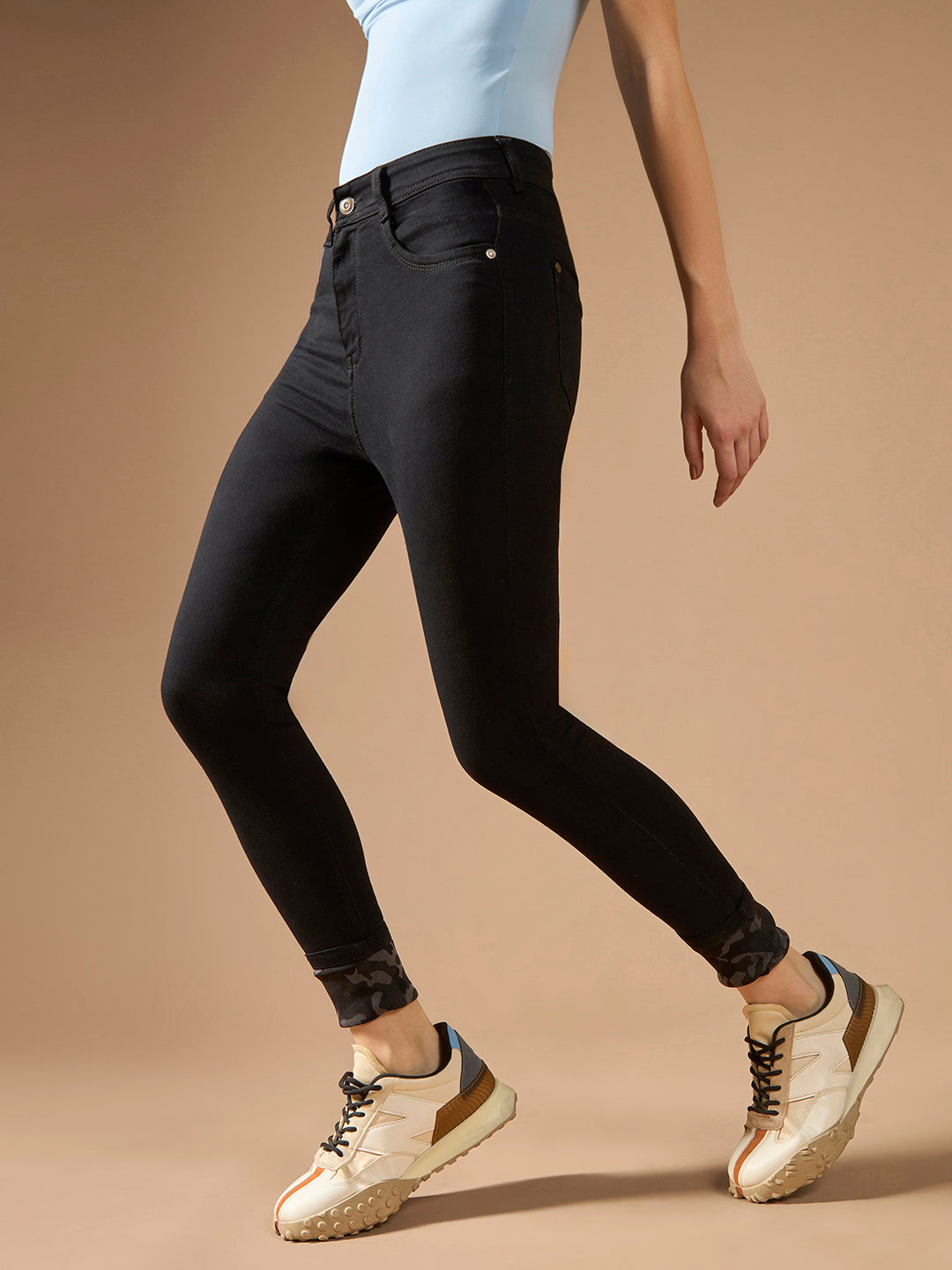 Women's Black High-Rise Slim Fit Regular-Length Stretchable Denim Jeans
