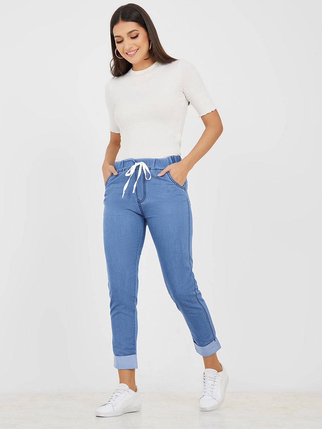 Women's Black Acid Wash High-Rise Wide-Leg Cargo Denim Jeans with Tagging & 6 Pockets