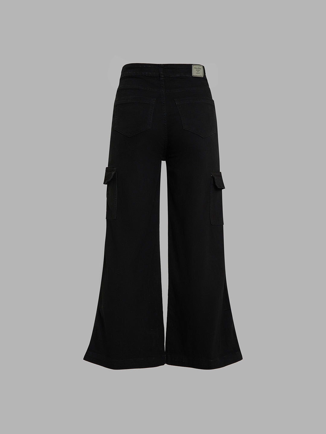 24/7 Comfort Black Wide-Leg High-Rise Stretchable Denim Cargo Jeans