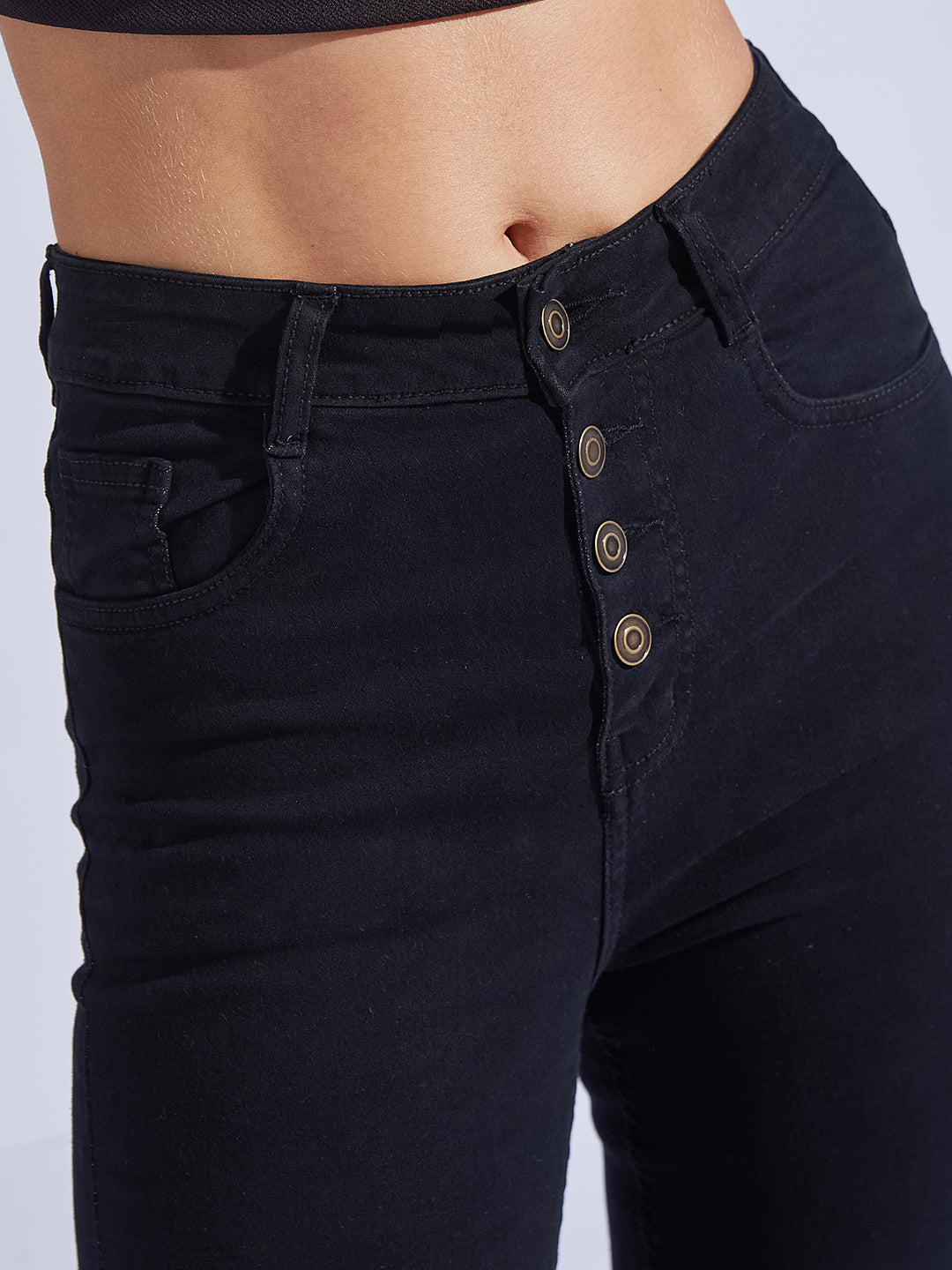 Women's Black Skinny Fit High-Rise Regular Stretchable Denim Jeans
