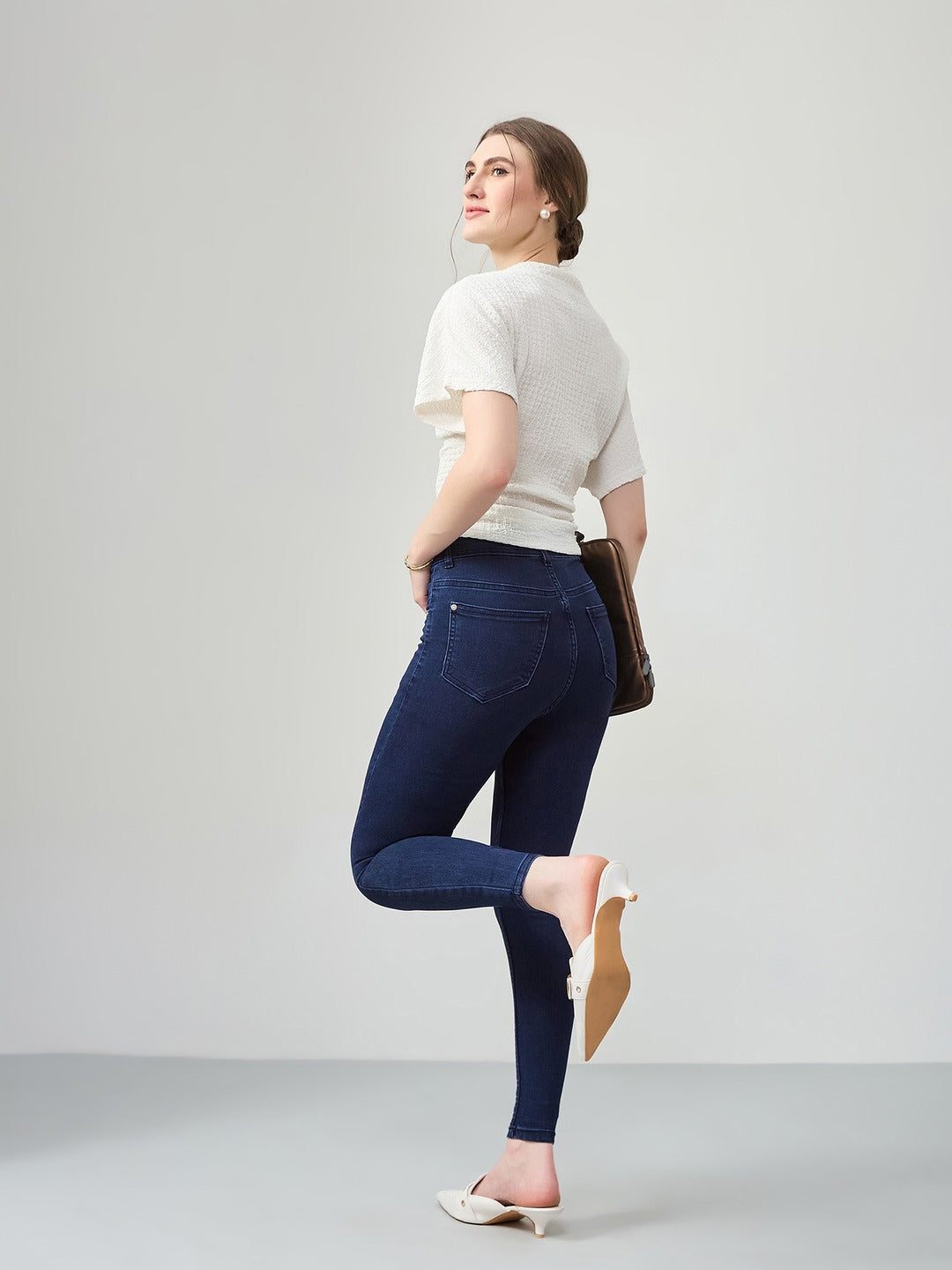 Navy Blue Skinny Fit high-rise Stretchable Denim Jeans for Women