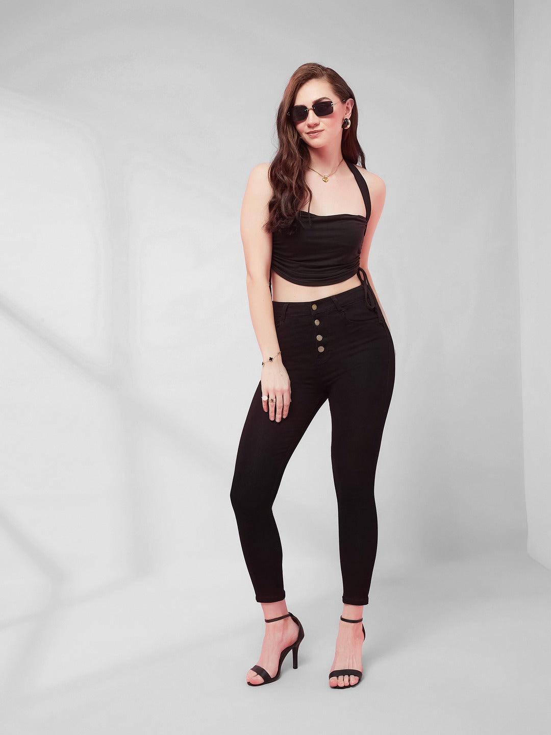 Black Skinny Fit high-rise Stretchable Denim Jeans for Women