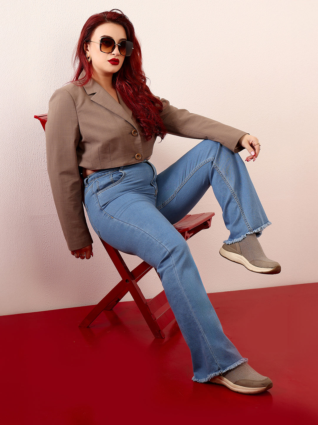 Women's Light Blue Bootcut High-Rise Regular Stretchable Denim Jeans