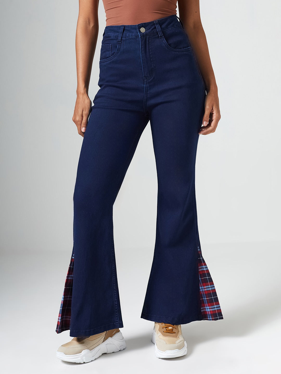 CHASEshape™ Navy Blue High Rise Clean Look Stretchable Denim Bootcut Jeans for Women