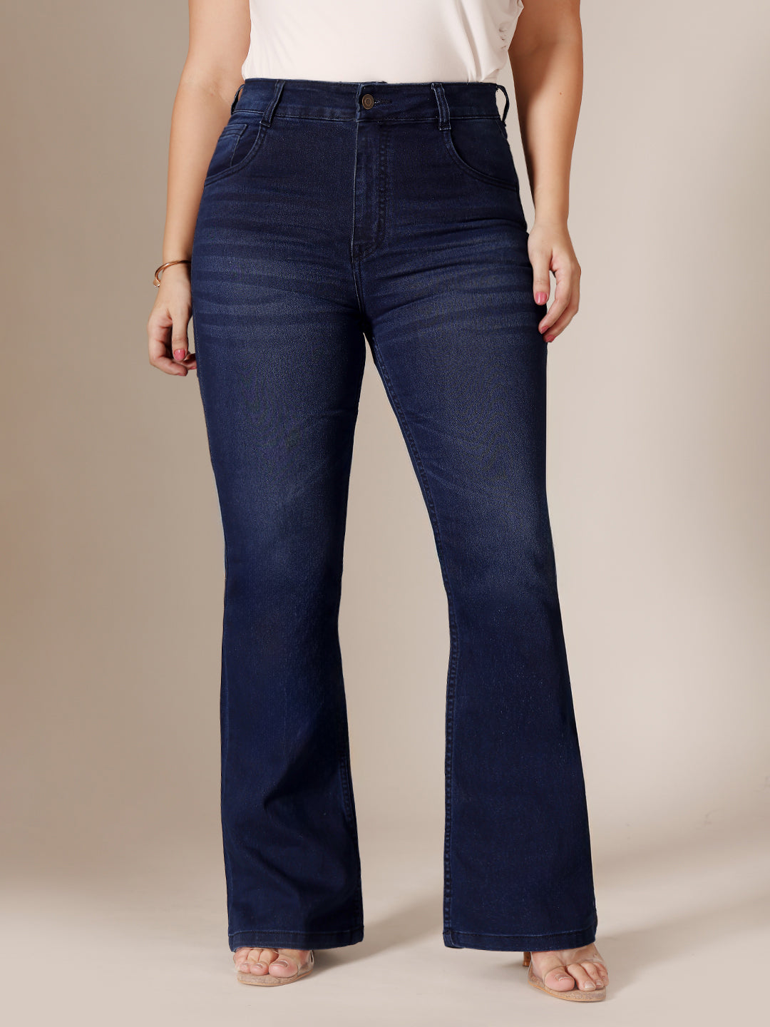 CHASEstretch™ Navy-Blue Bootcut Mid-Rise Denim Jeans for Women