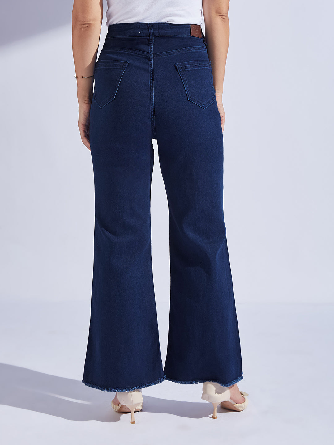 Women's Navy Blue Bootcut High-Rise Regular-Length Stretchable Denim Jeans