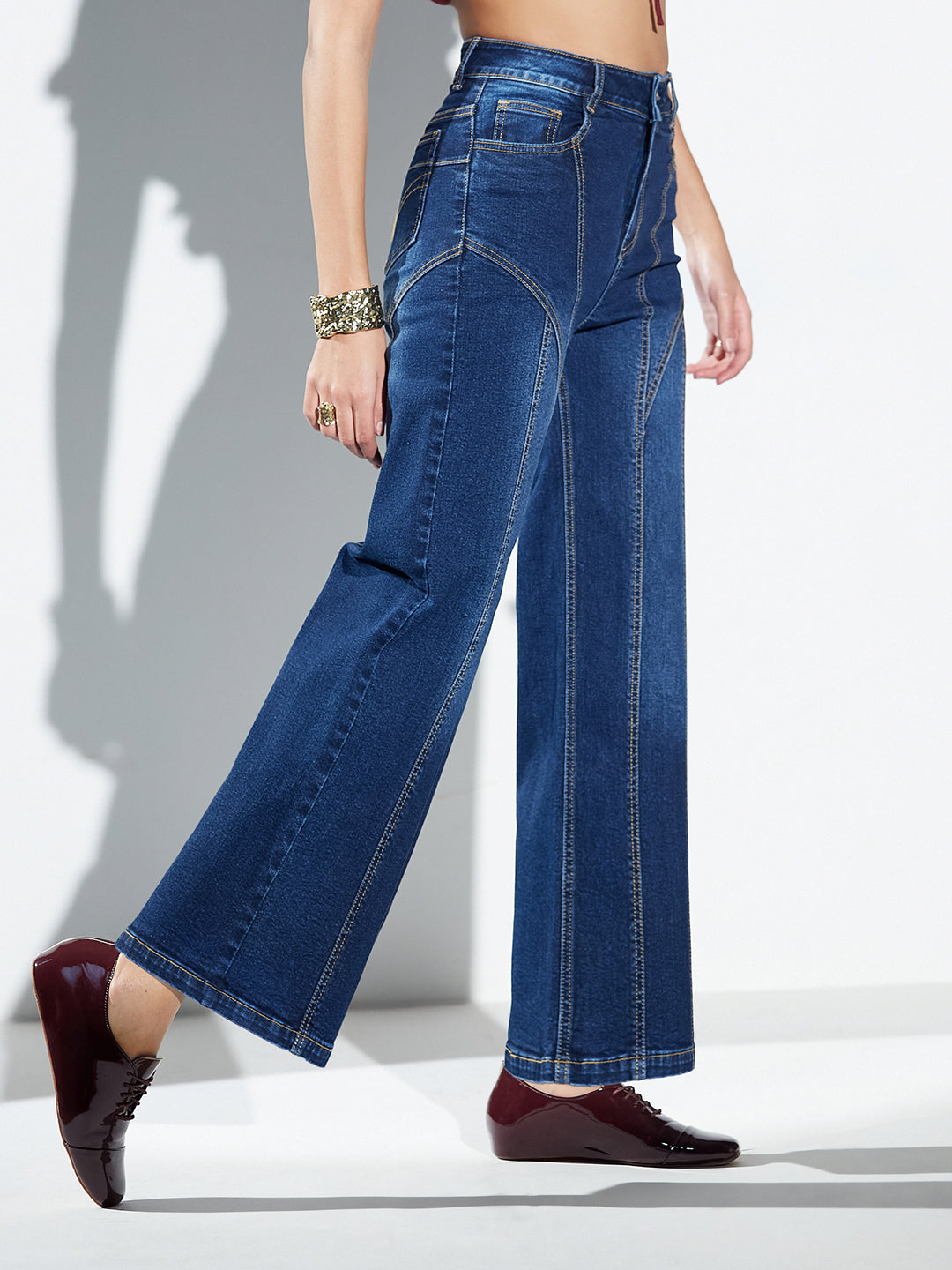 CHASEshape™ Butt-Lifting Wide-Leg High-Rise Navy Blue Denim Jeans