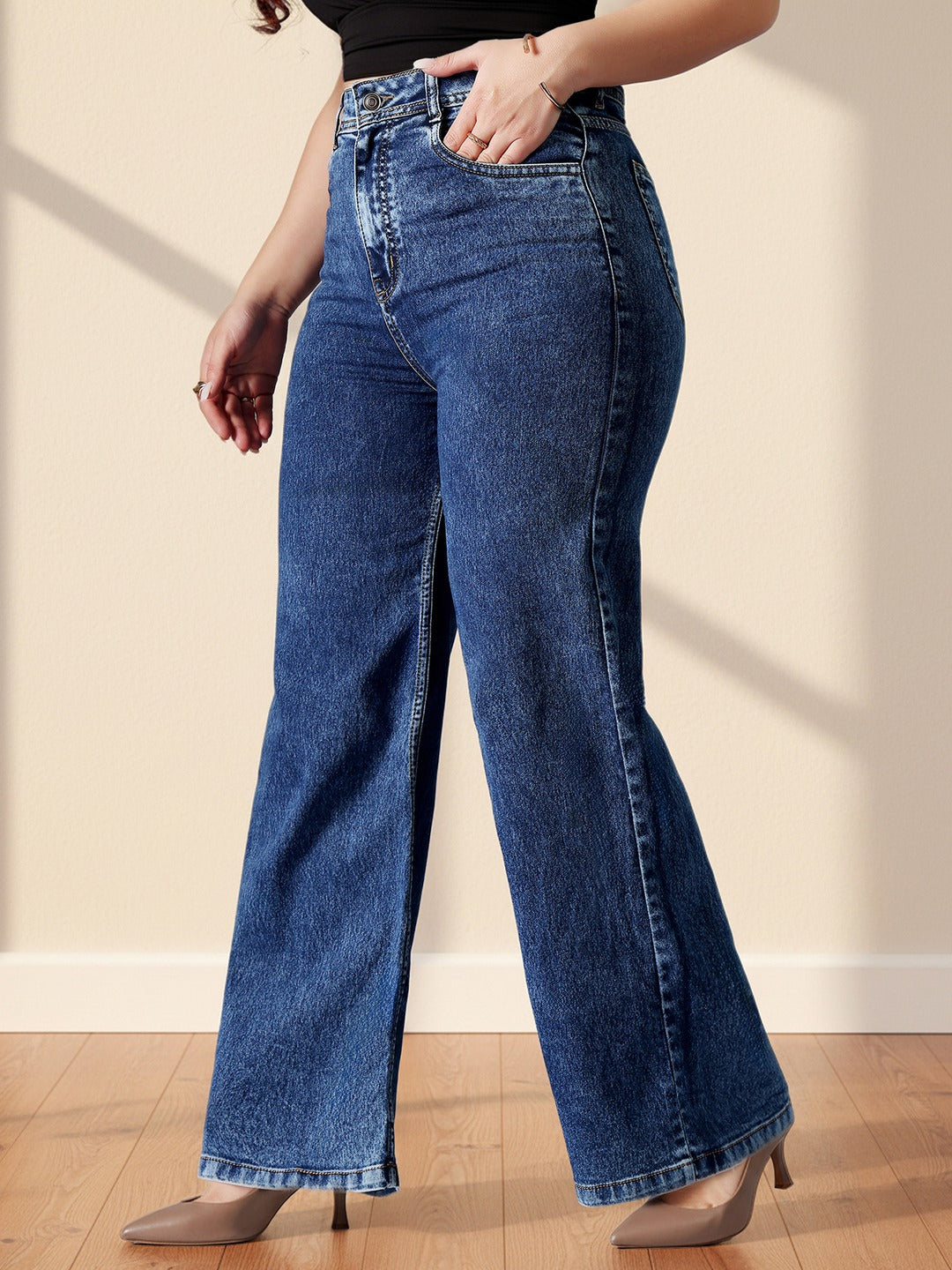 CHASEshape™ Navy Blue Bootcut High Rise Stretchable Denim Shaping Jeans for Women