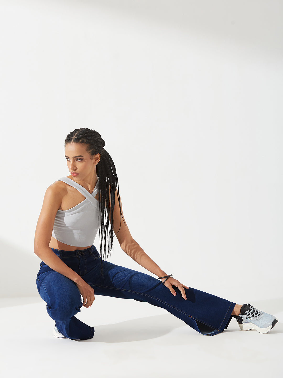 Blue Bootcut Mid-Rise Denim Stretchable Jeans for Women