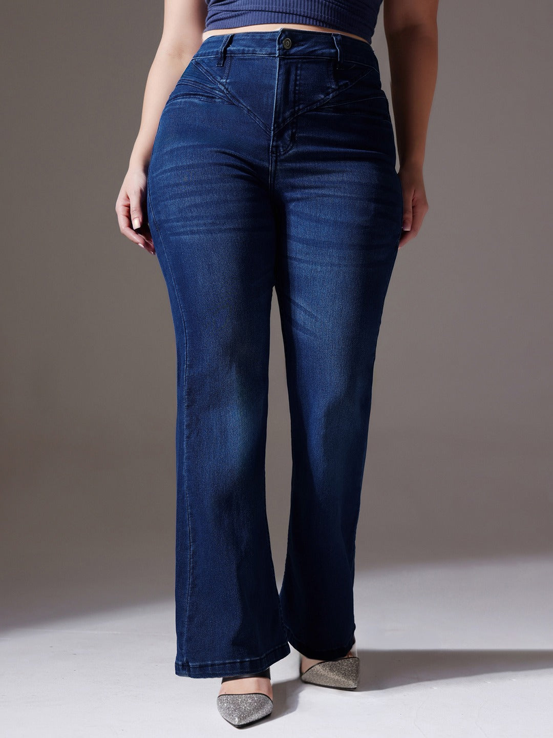 CHASEshape™ Navy Blue Bootcut High Rise Stretchable Denim Shaping Jeans for Women