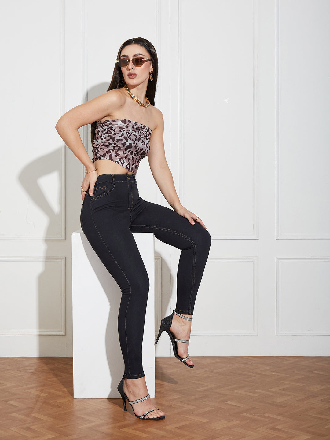 CHASEstretch™ Women's Black Skinny High Rise Clean Look Cropped Denim Jeans