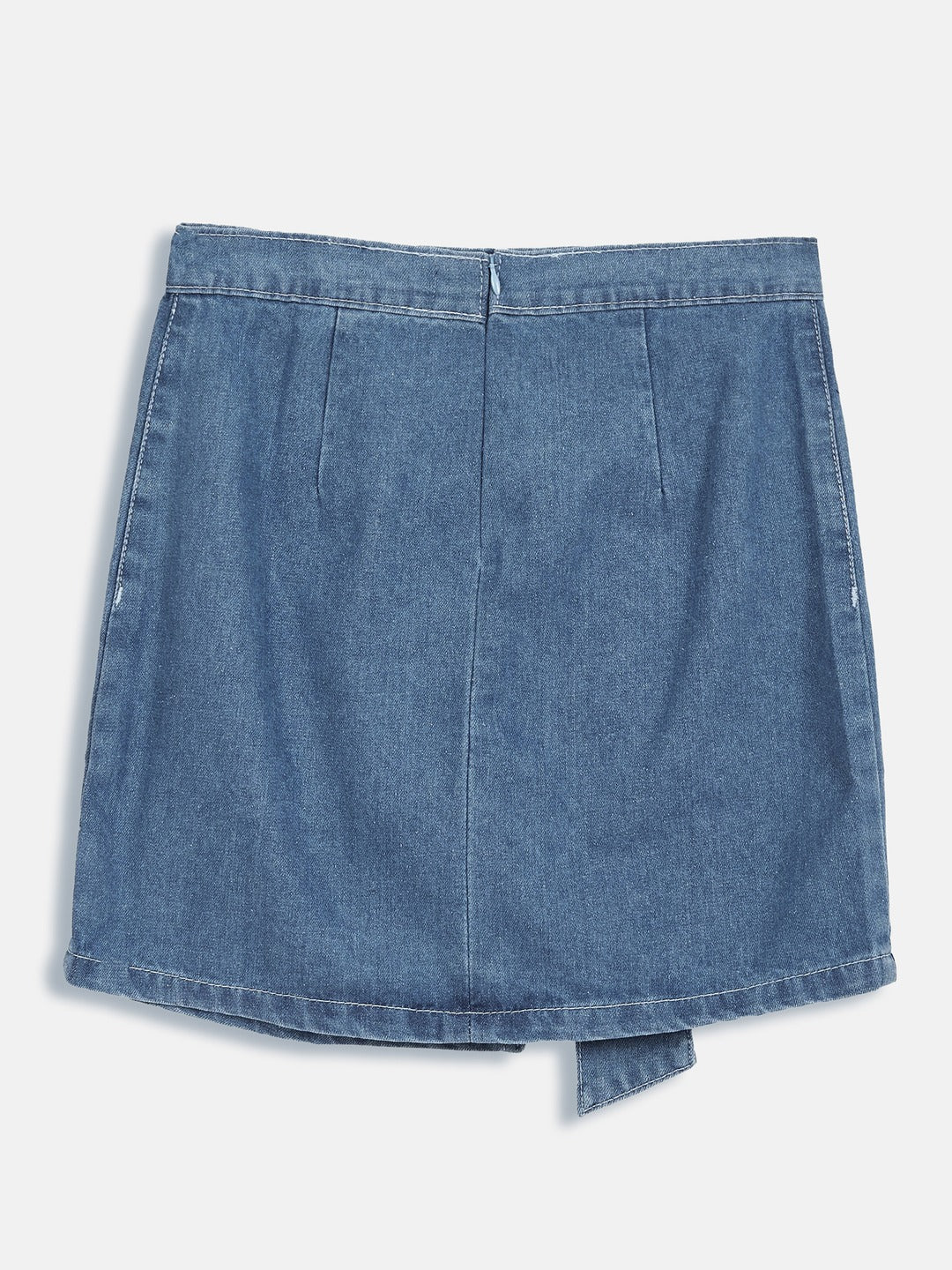Blue A-Line Fit High-Rise Clean-Look Regular-Length Denim Skirts for Girls/Teenagers