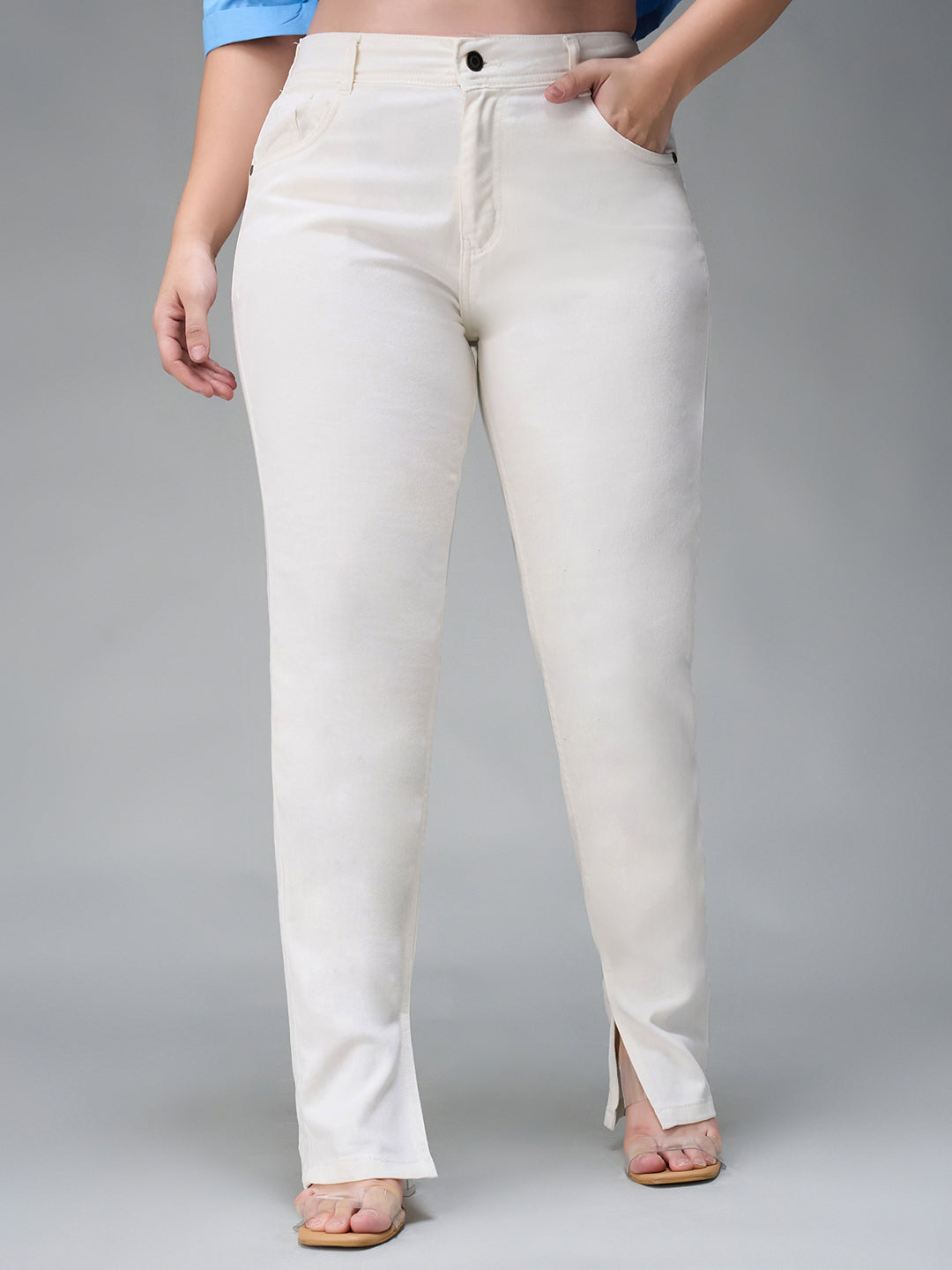 Women's White Skinny Mid Rise Stretchable Denim Jeans