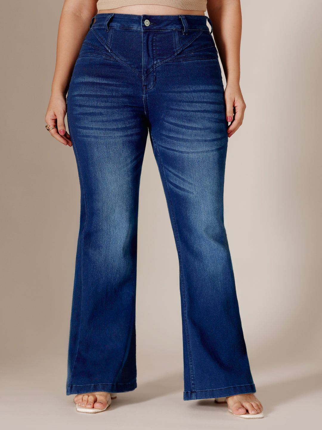 CHASEshape™ Light-Shaping Navy Blue Bootcut High Rise Stretchable Denim Jeans for Women
