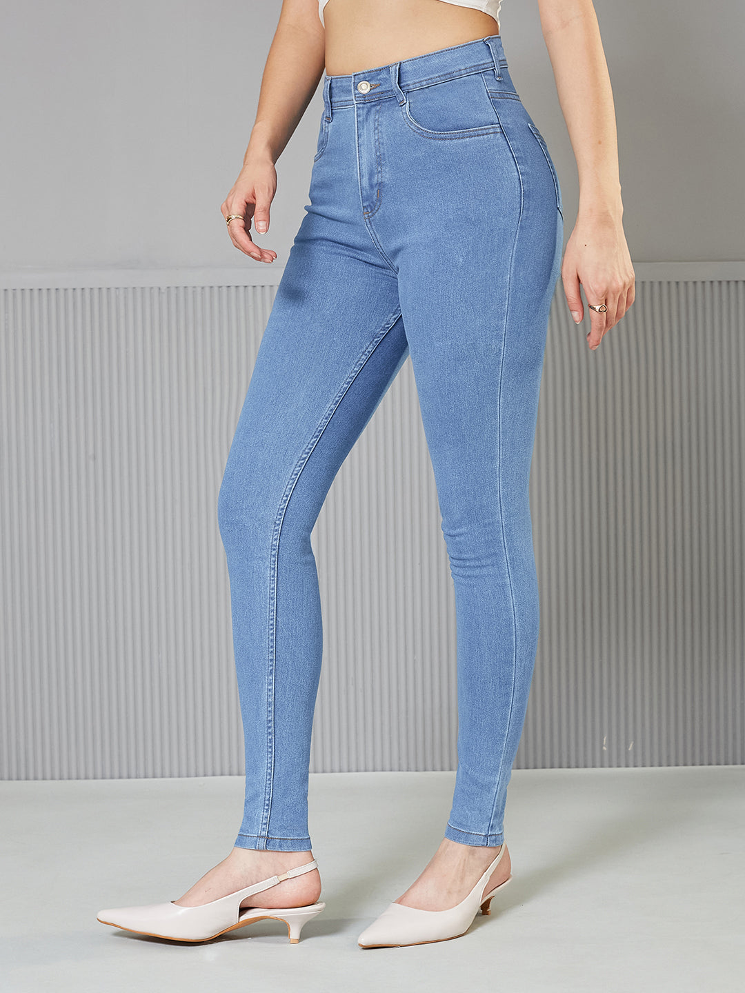 Women's Blue Skinny High-Rise Distressed  Denim Jeans