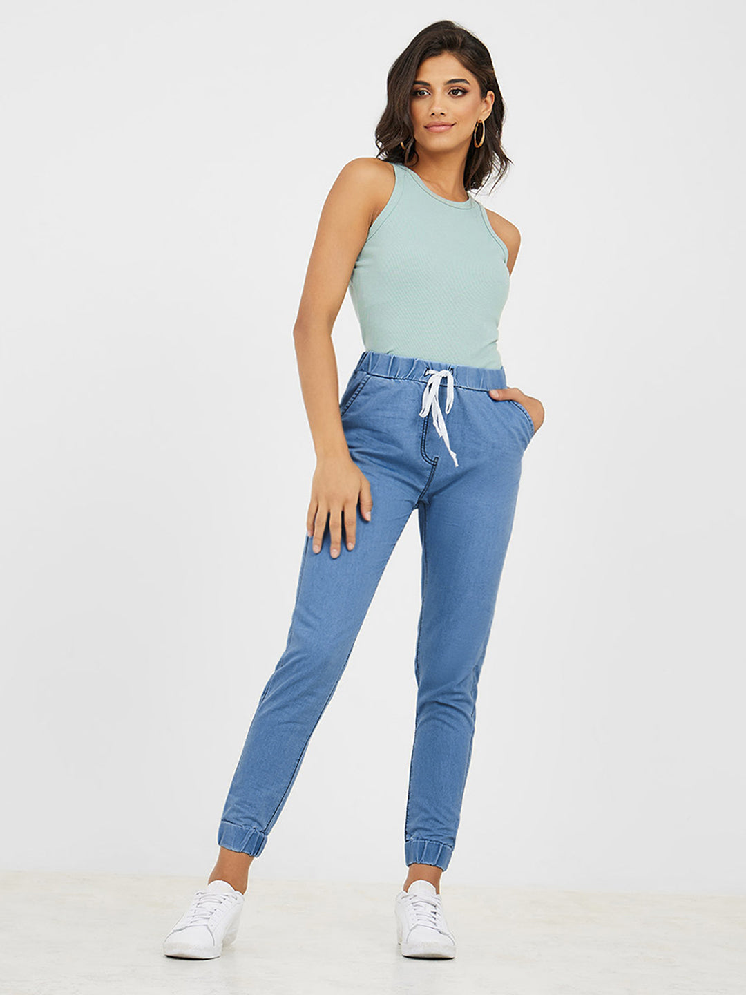 Women's Black Acid Wash High-Rise Wide-Leg Cargo Denim Jeans with Tagging & 6 Pockets