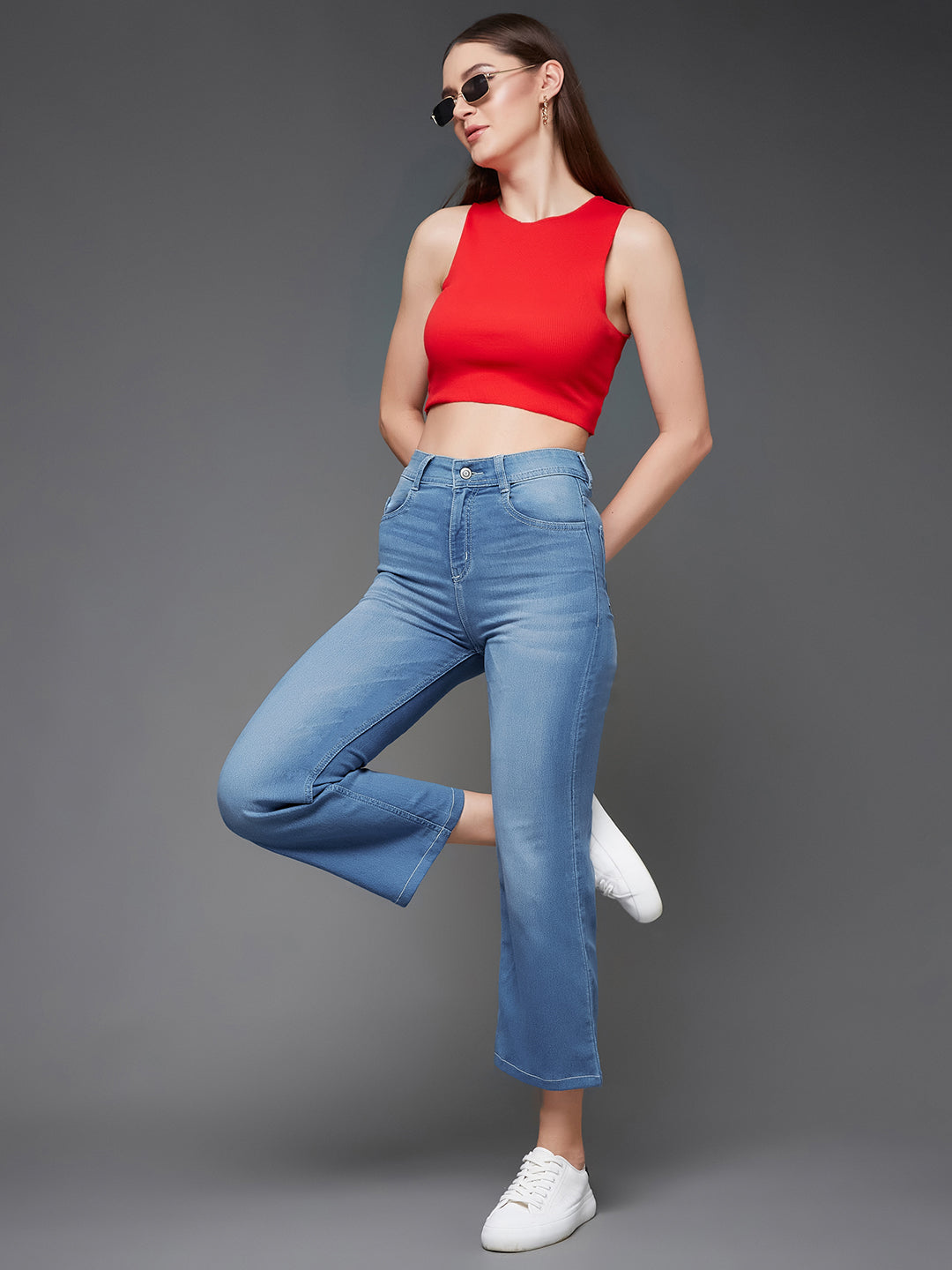 24/7 Comfort Women's Light Blue Relaxed Mid Rise Clean Look Regular Stretchable Denim Jeans