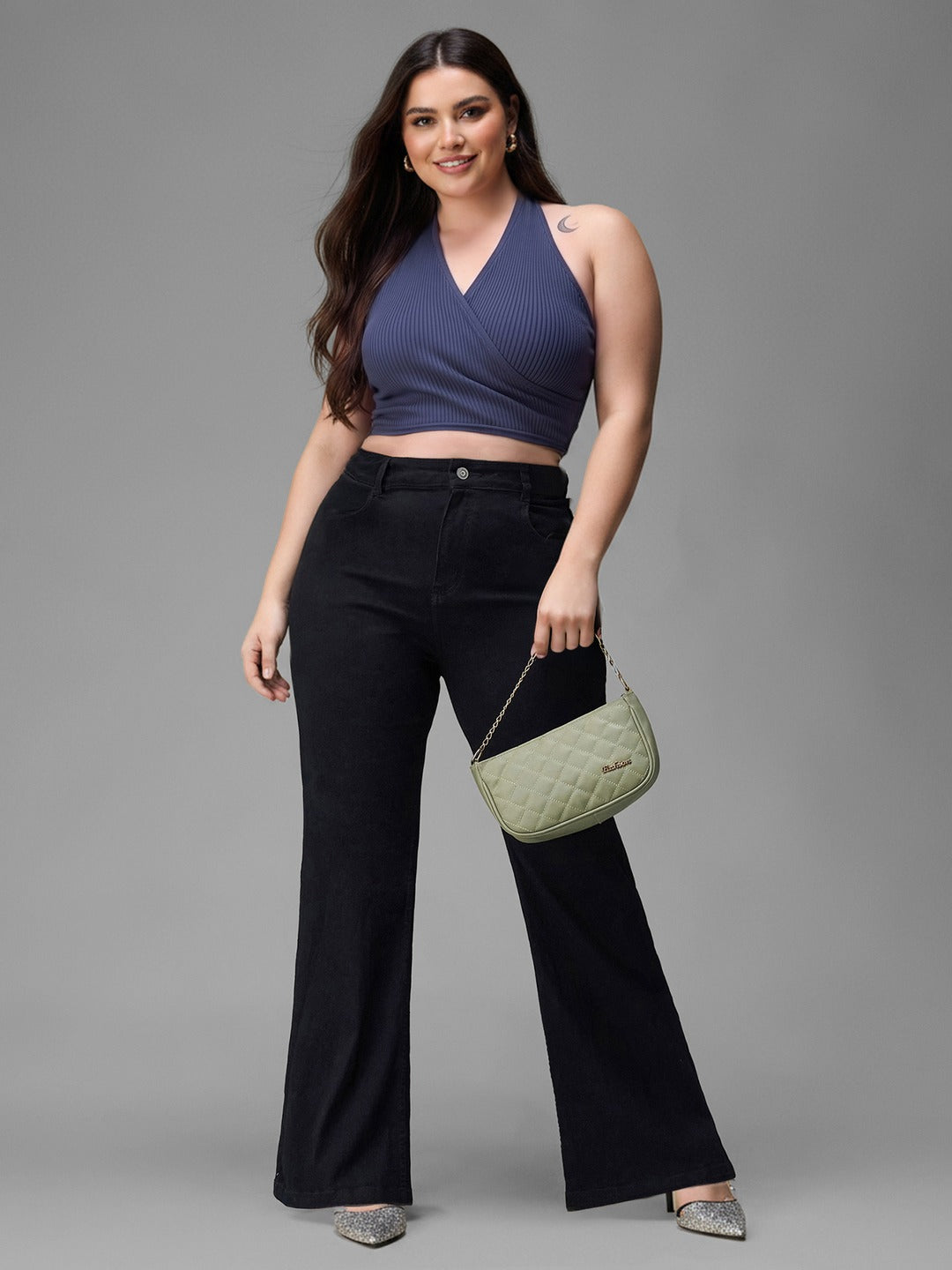 Black Bootcut High rise Regular Stretchable Denim Jeans for Women