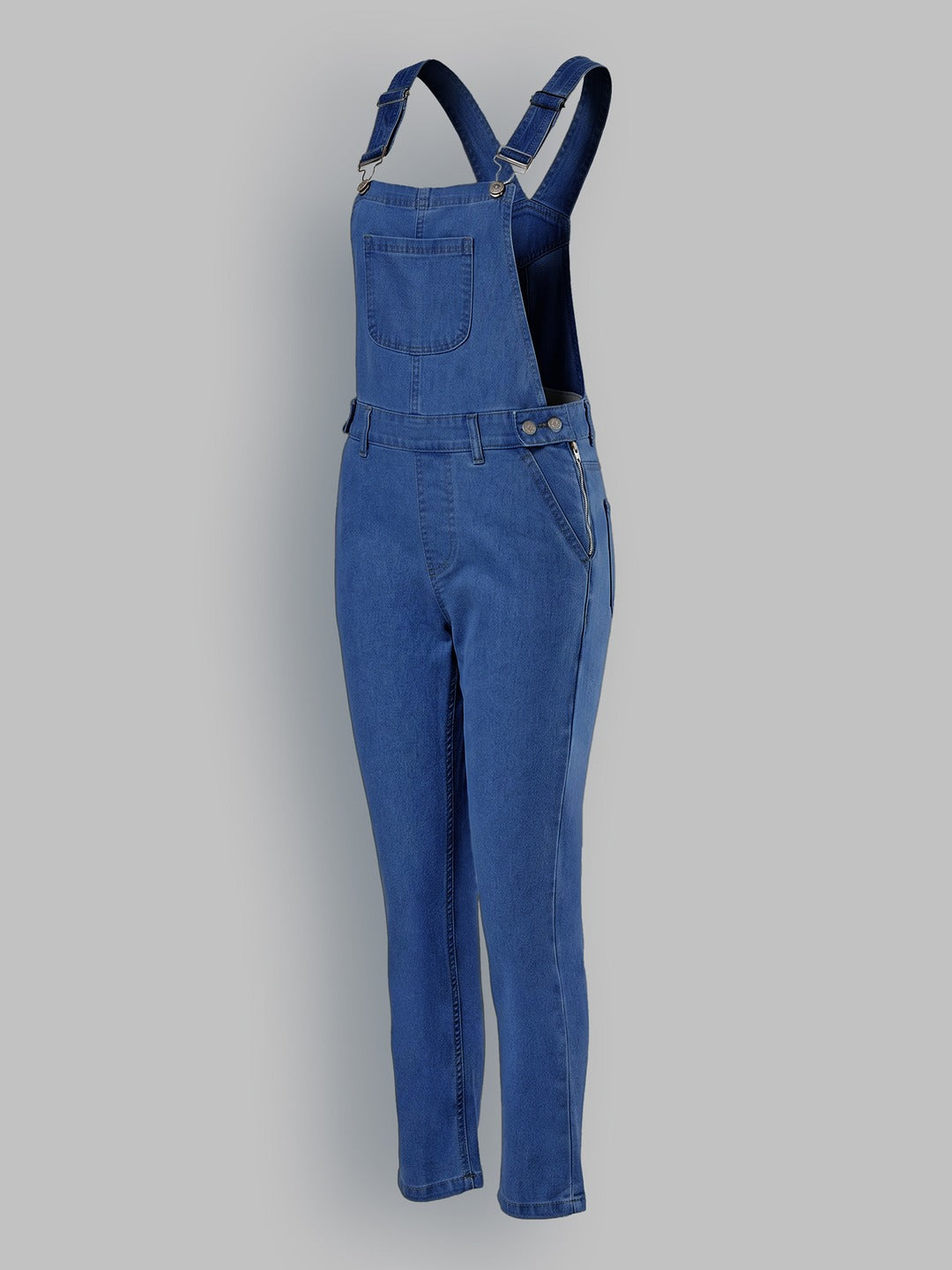 Blue Fit Mid Rise Denim Dungaree  for Women
