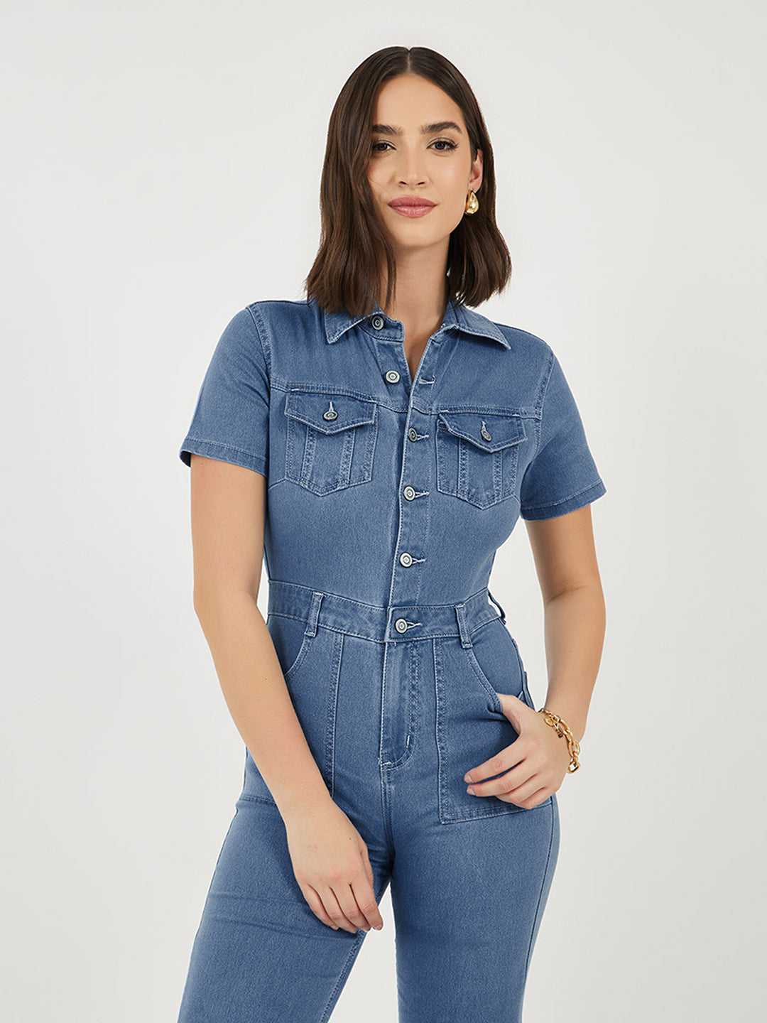 Women's Blue Bootcut Mid Rise Regular Length Denim Stretchable Jeans