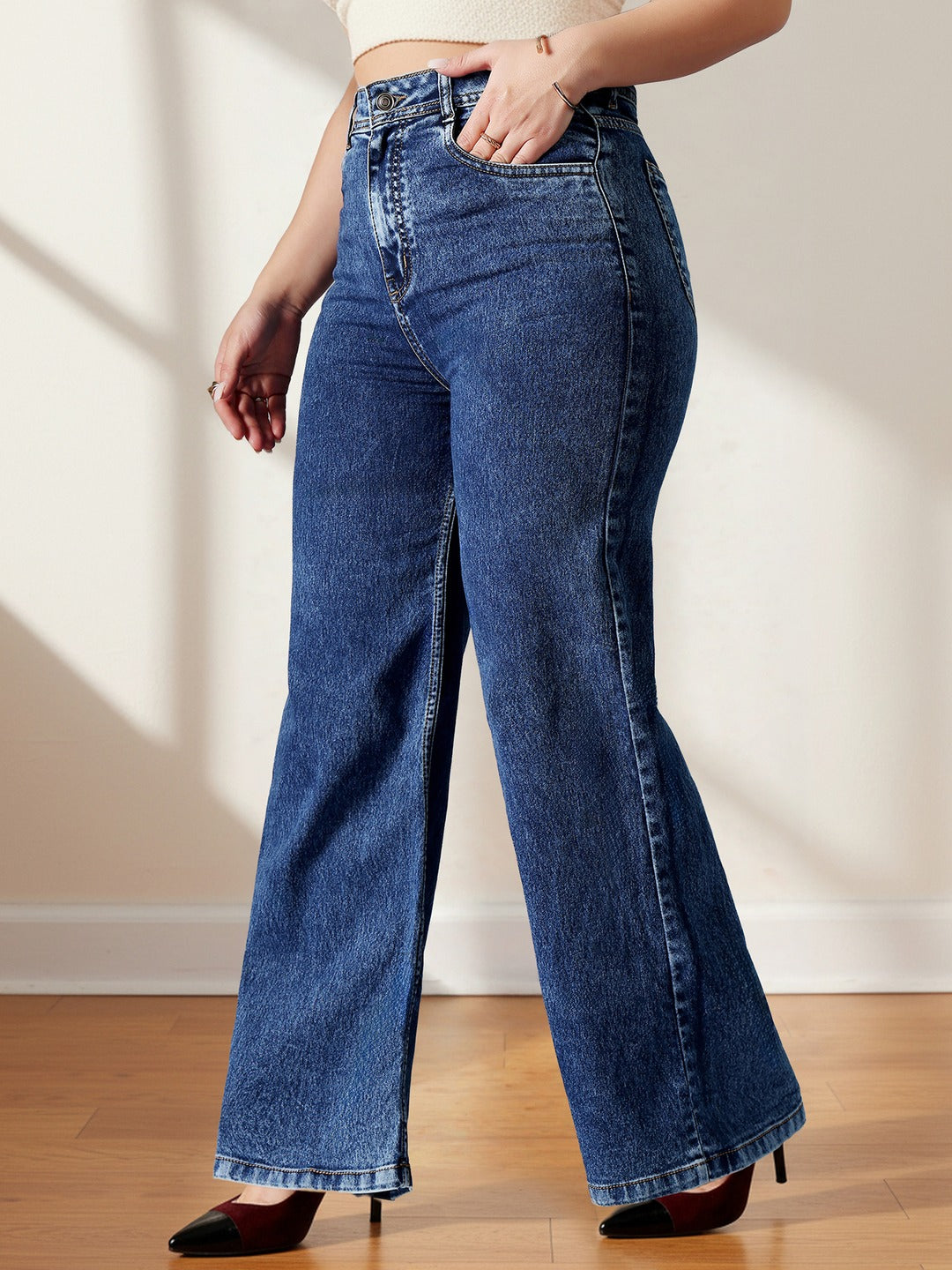 CHASEshape™ Navy Blue Bootcut High Rise Stretchable Denim Shaping Jeans for Women