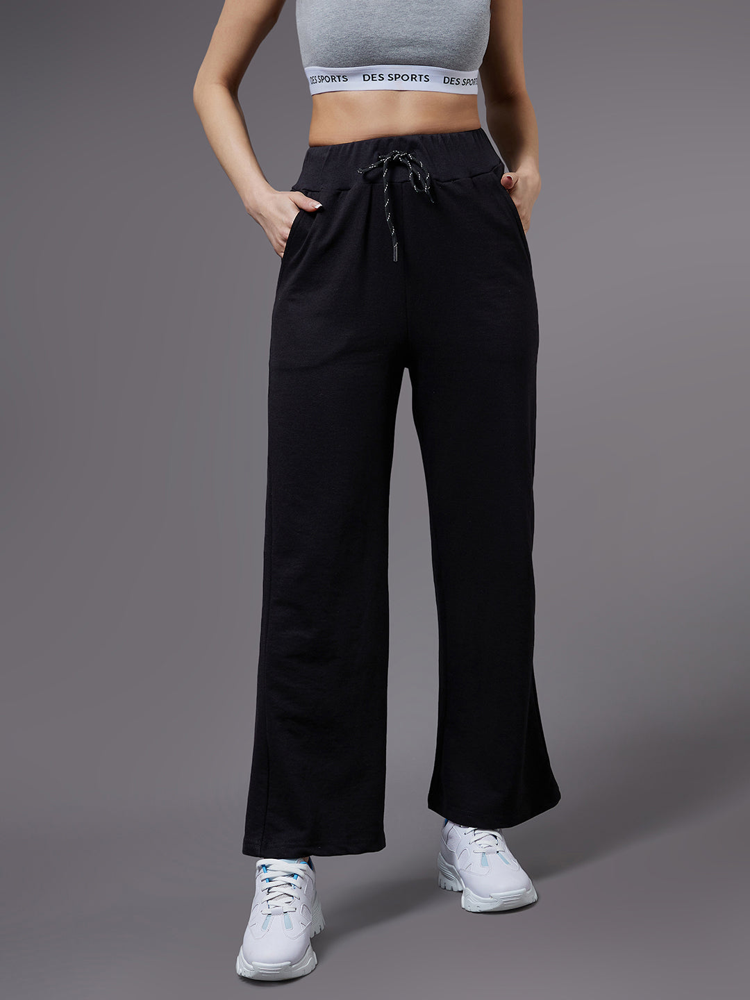 Women's Black Solid Regular Track Pants