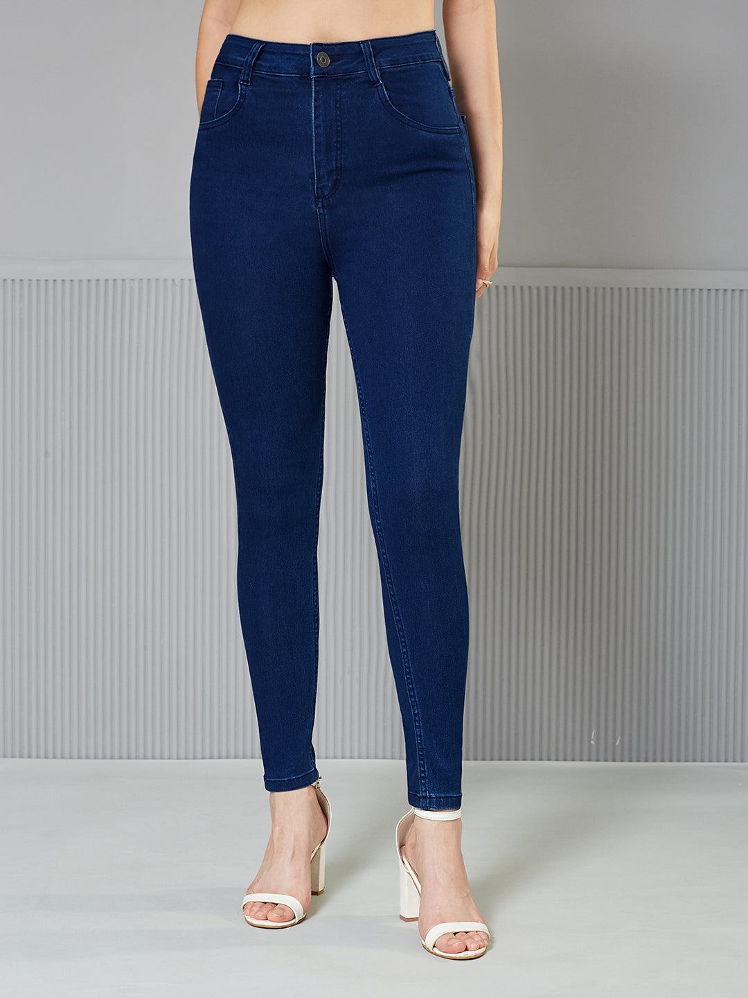 Navy-Blue Skinny-Fit High-Rise  Regular Stretchable Denim Jeans for Women