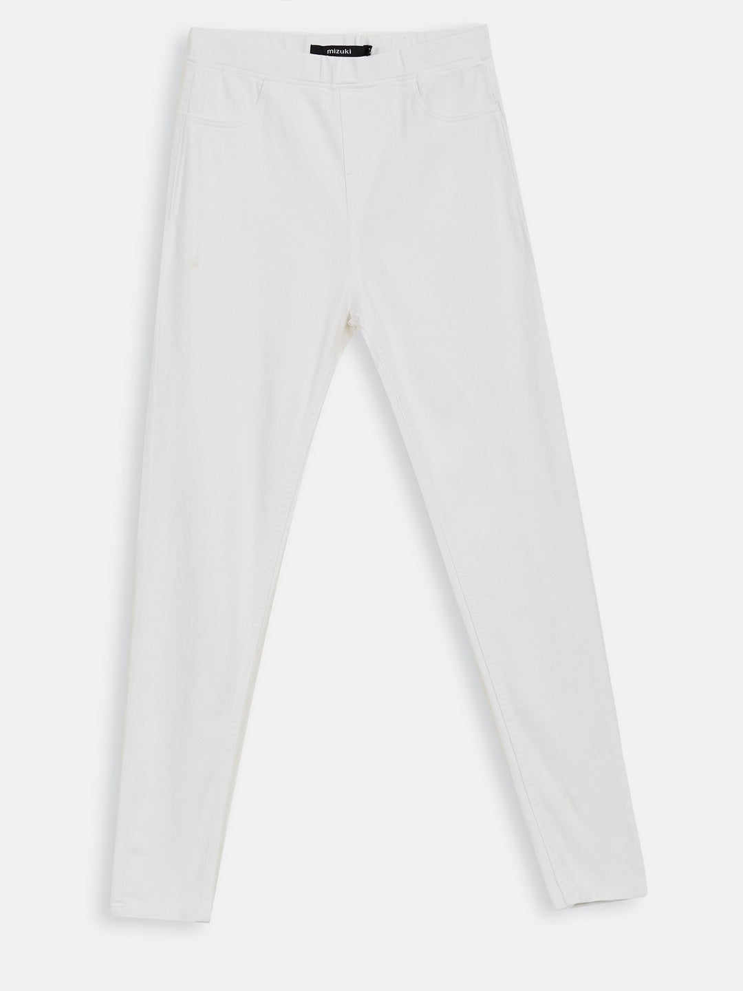 White Skinny-Fit Stretchable Denim Jeggings for Girls/Teenagers