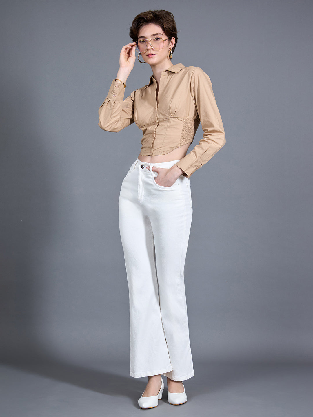 24/7 Comfort White Bootcut High Rise Stretchable Denim Jeans