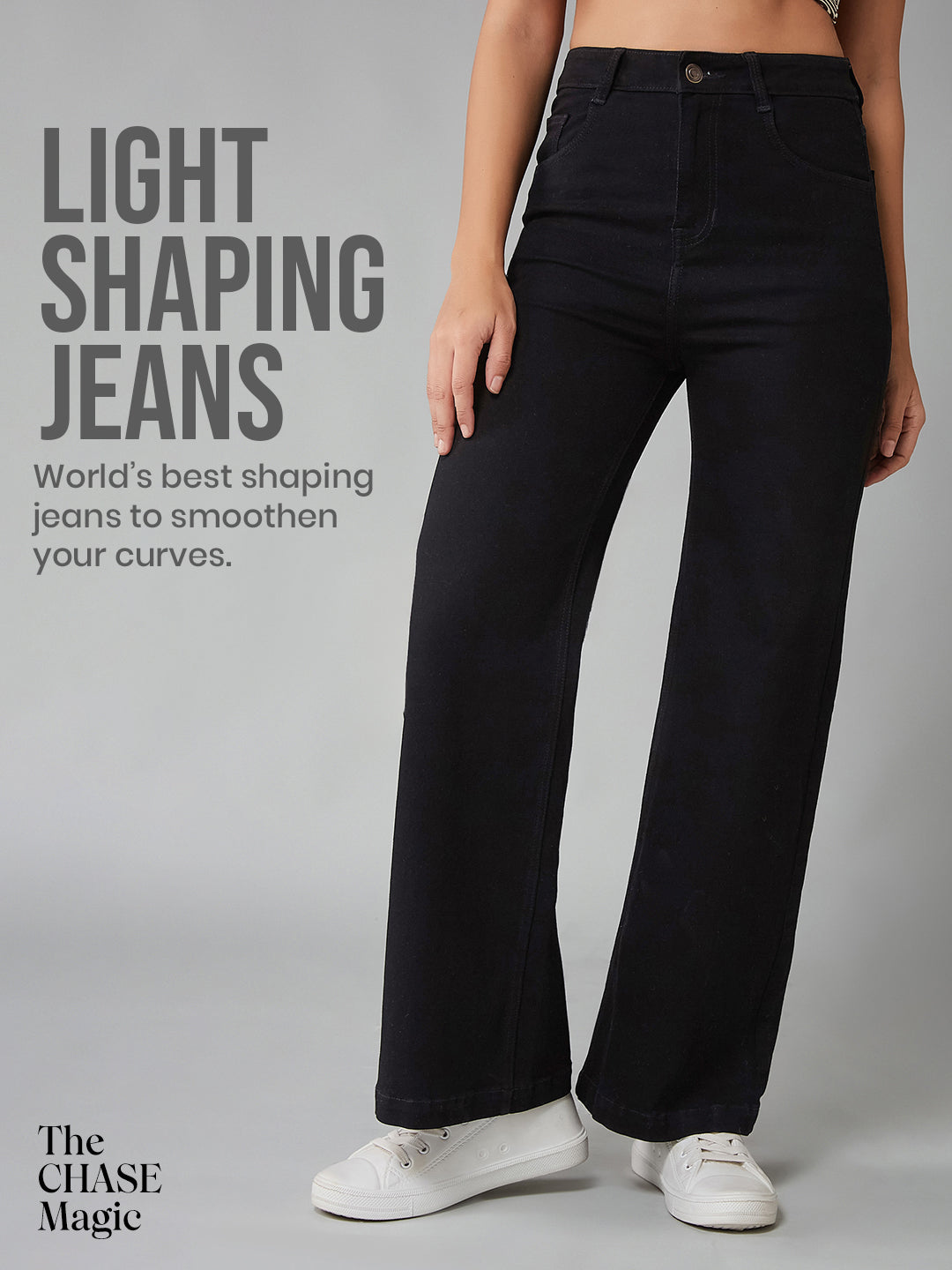 CHASEshape™ Light-Shaping Bootcut High-Rise Black Denim Jeans