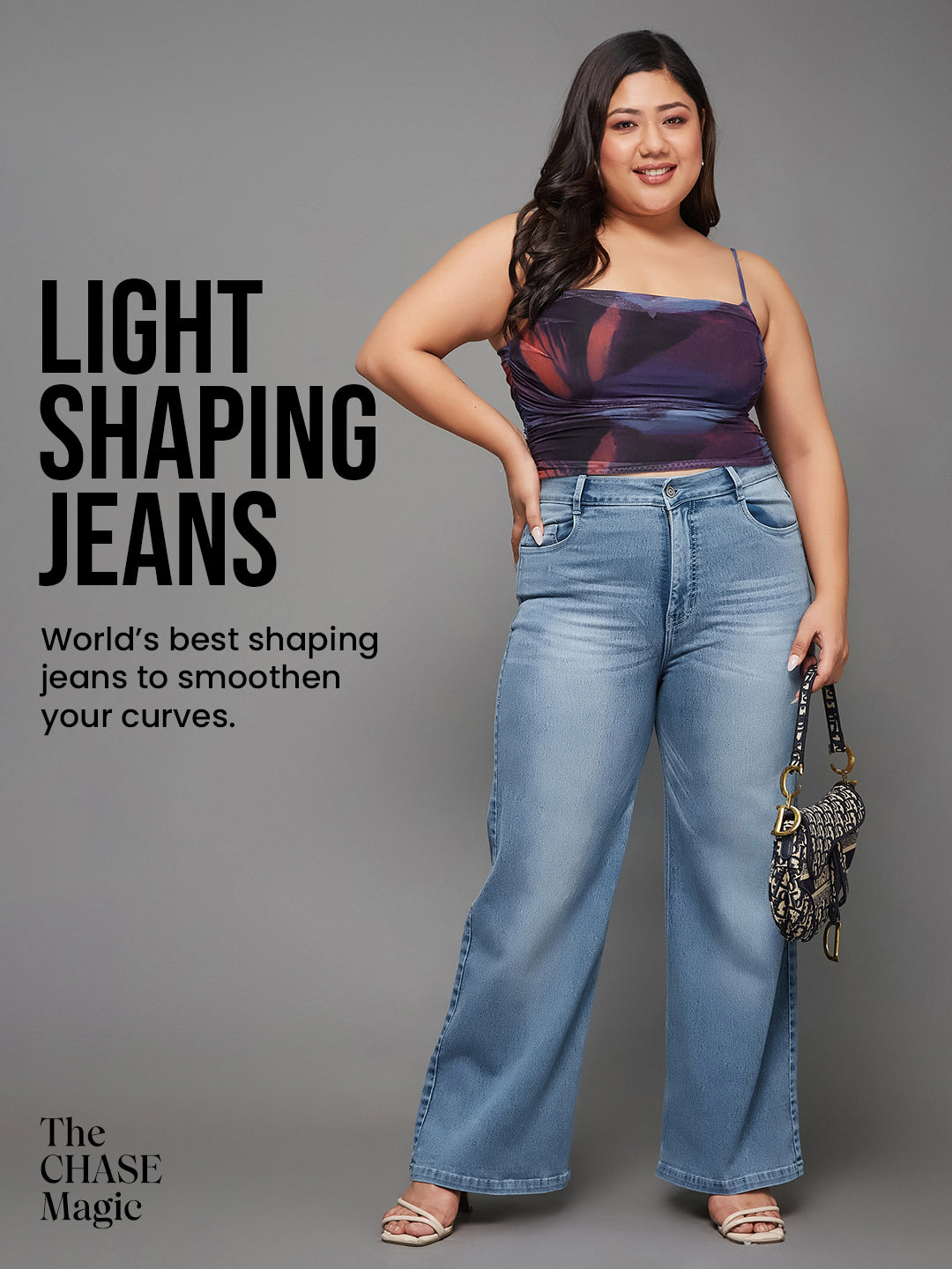 CHASEshape™ Light-Shaping Wide-Leg High-Rise Light-Blue Denim Jeans for Women — Miss Chase A+