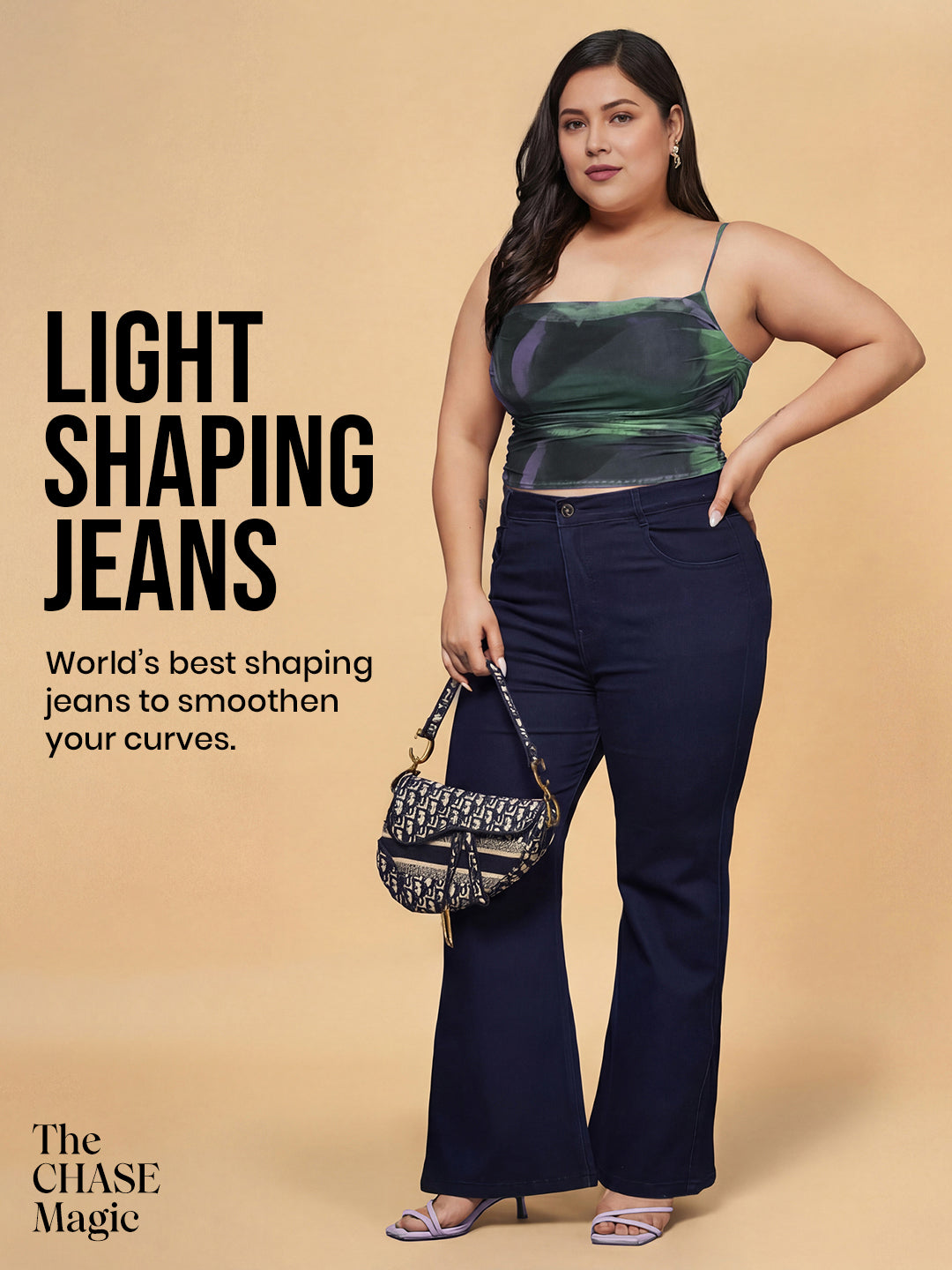 CHASEshape™ Navy Blue Bootcut High Rise Stretchable Denim Jeans for Women