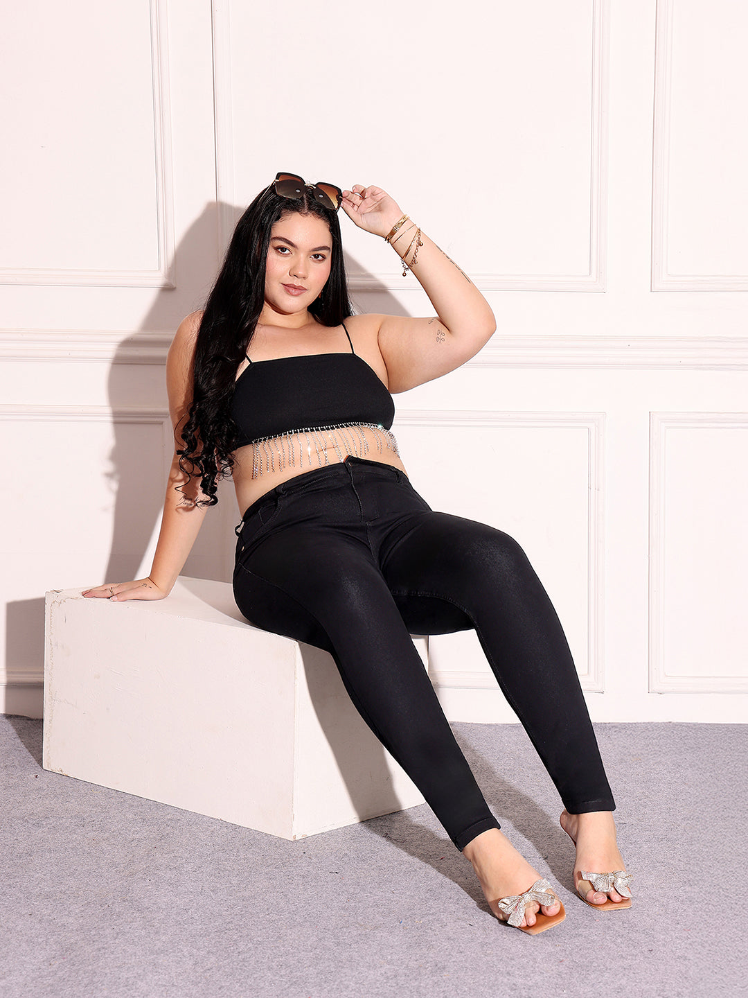 Women's Black Skinny Fit High-Rise Stretchable Denim Jeans