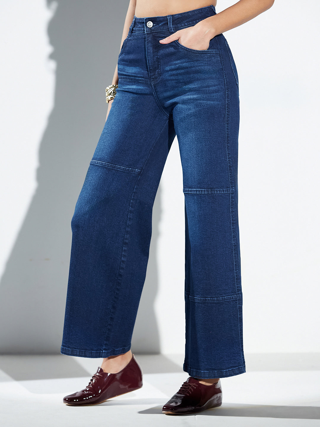 CHASEshape™ Mild Compression Wide-Leg High-Rise Dark Blue Denim Jeans
