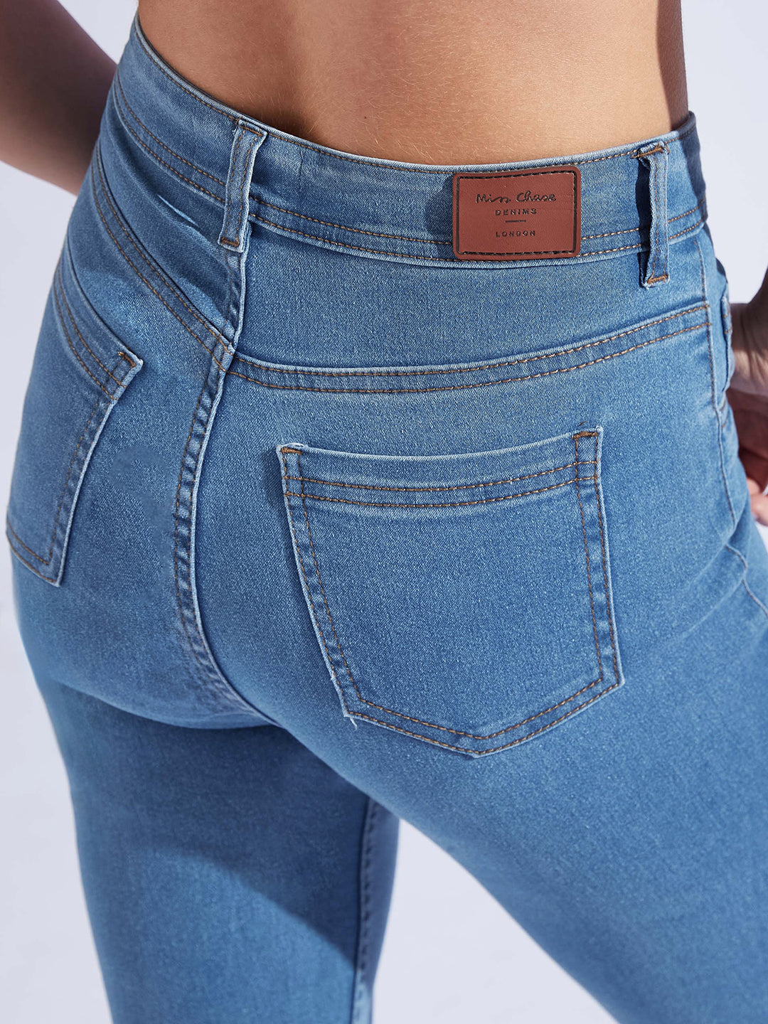 Women's Blue Skinny High-Rise Cropped Denim Jeans