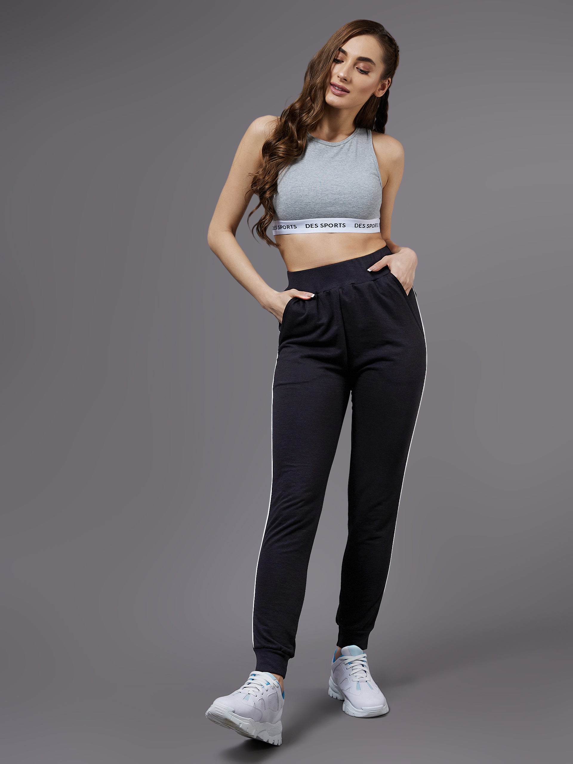 Women's Black Solid Regular Joggers