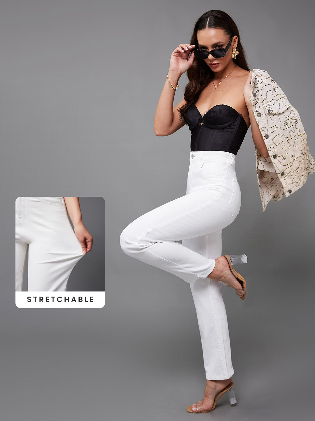 CHASEstretch™ White Straight High-Rise Denim Jeans