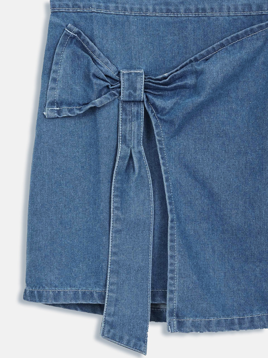 Blue A-Line Fit High-Rise Clean-Look Regular-Length Denim Skirts for Girls/Teenagers