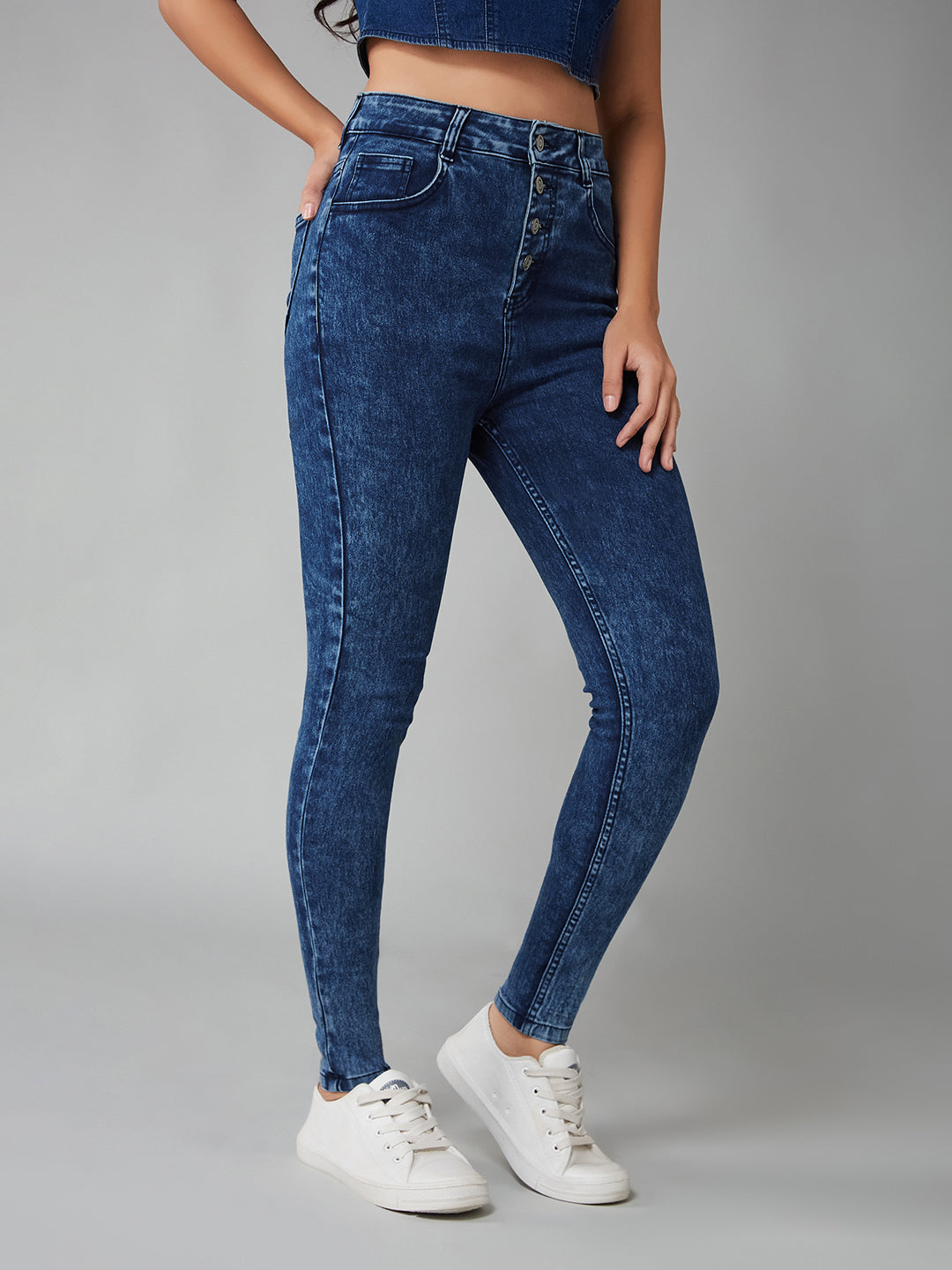 Women's Blue Skinny-Fit High-Rise Stretchable Denim Jeans