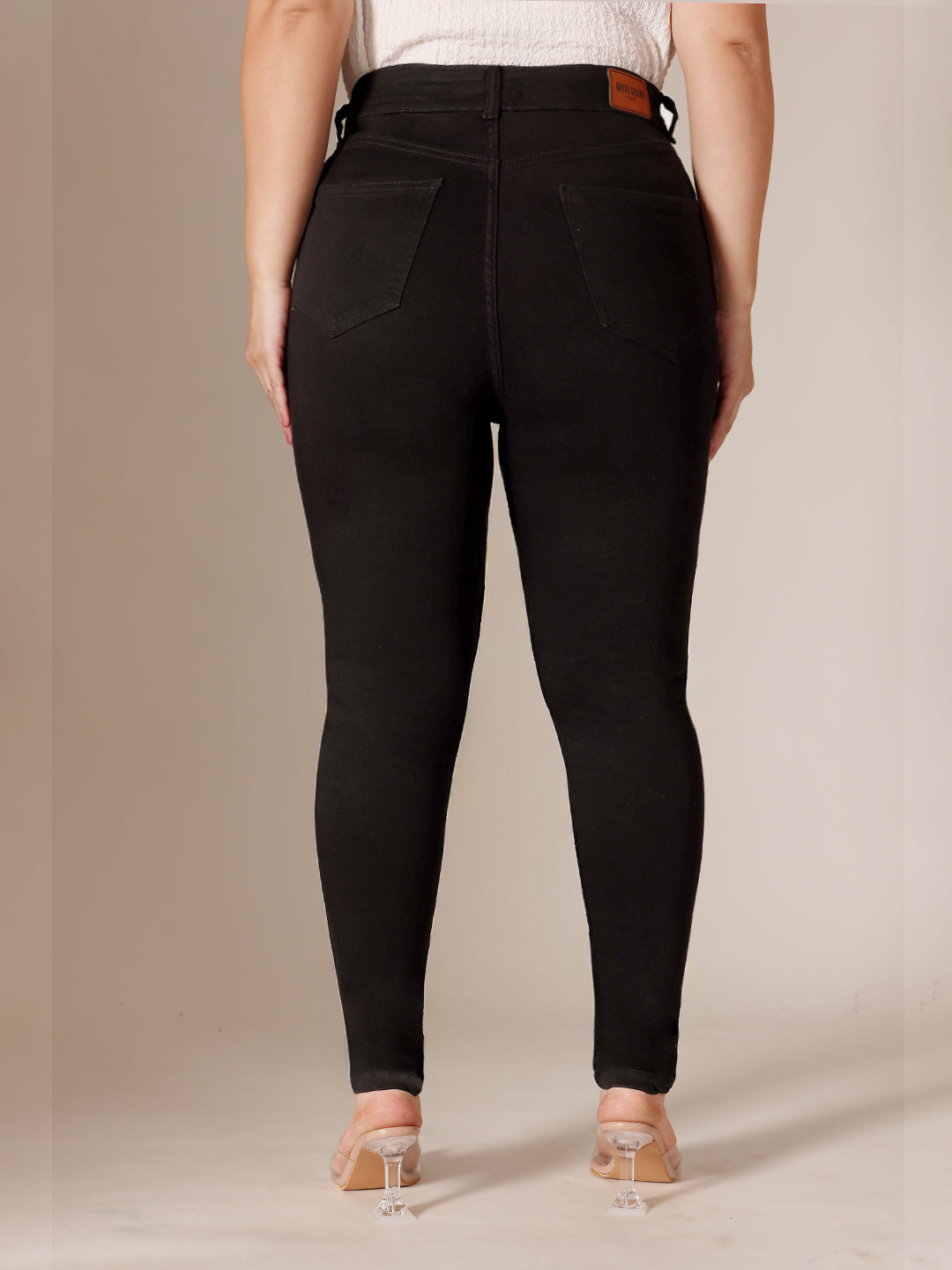 Black Super-Skinny-Fit High-Rise Stretchable Denim Jeans for Women