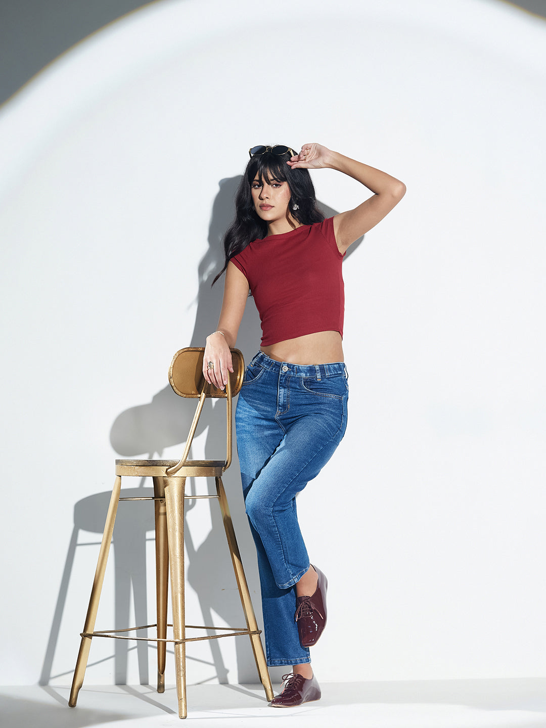 Blue Mom Fit High-Rise Denim Jeans for Women
