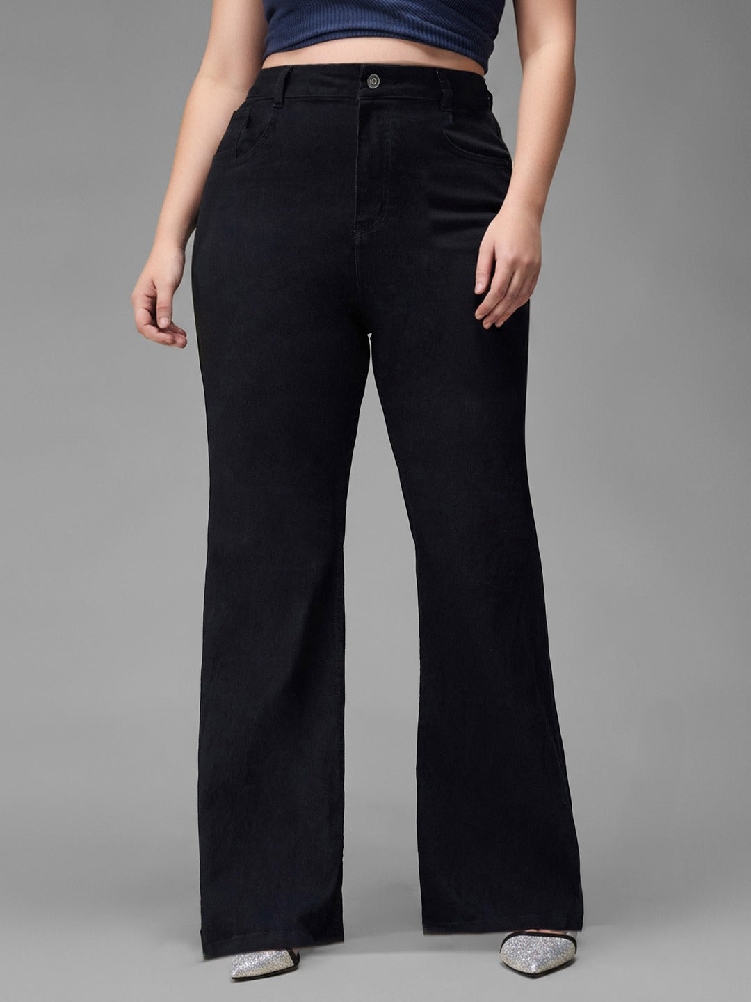 Black Bootcut High rise Regular Stretchable Denim Jeans for Women