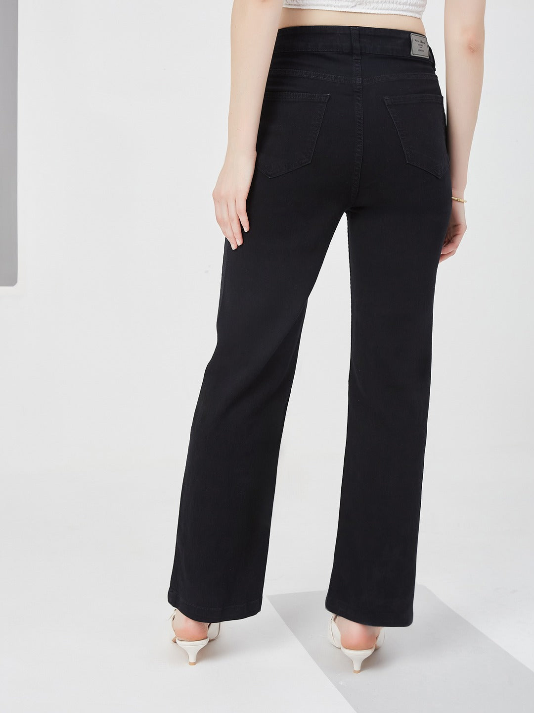 Black Straight high-rise Stretchable Denim Jeans for Women